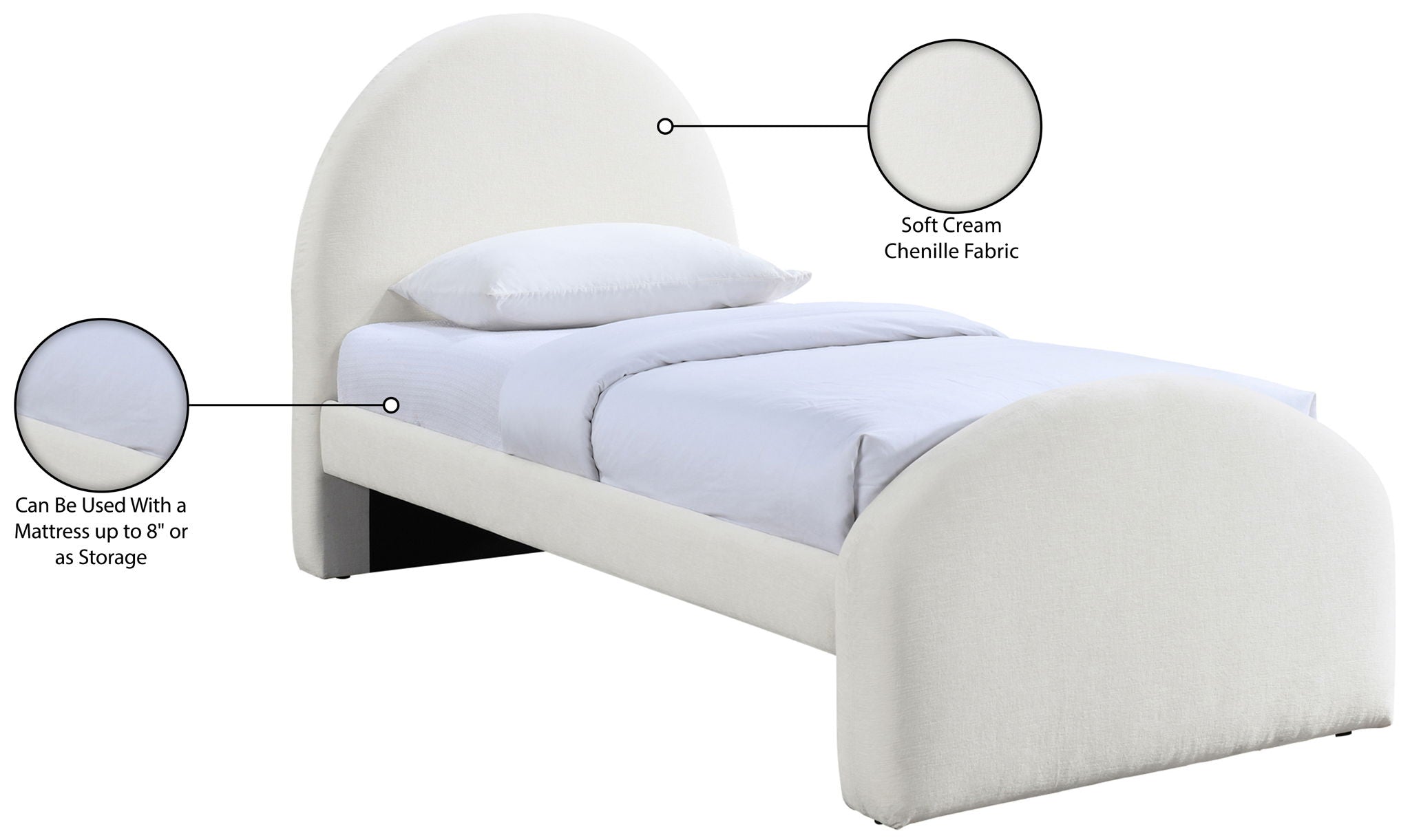 Andaz - Chenille Fabric Upholstered Bed