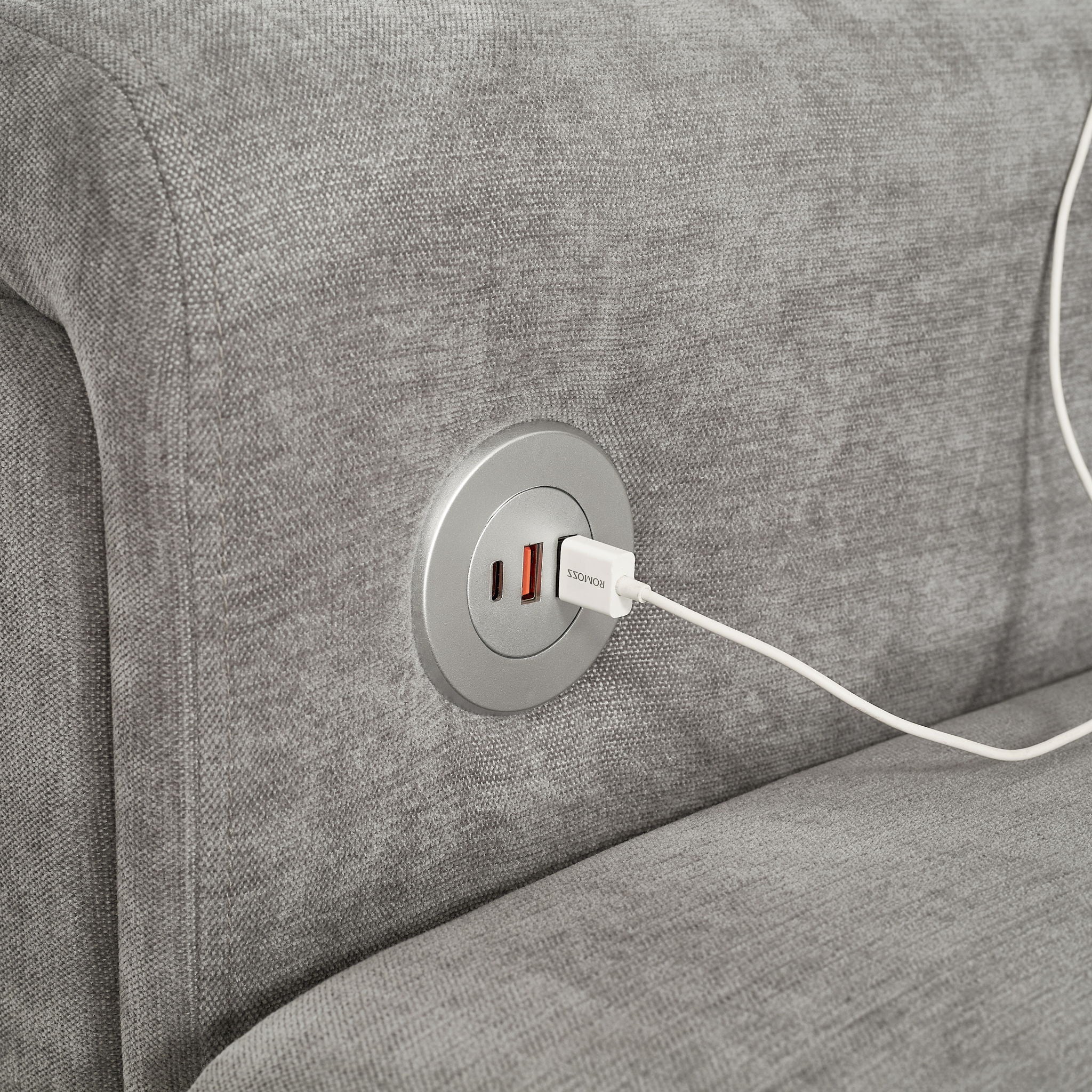 Modular Sectional Sofa With Movable Ottomans, USB Ports & Side Tables