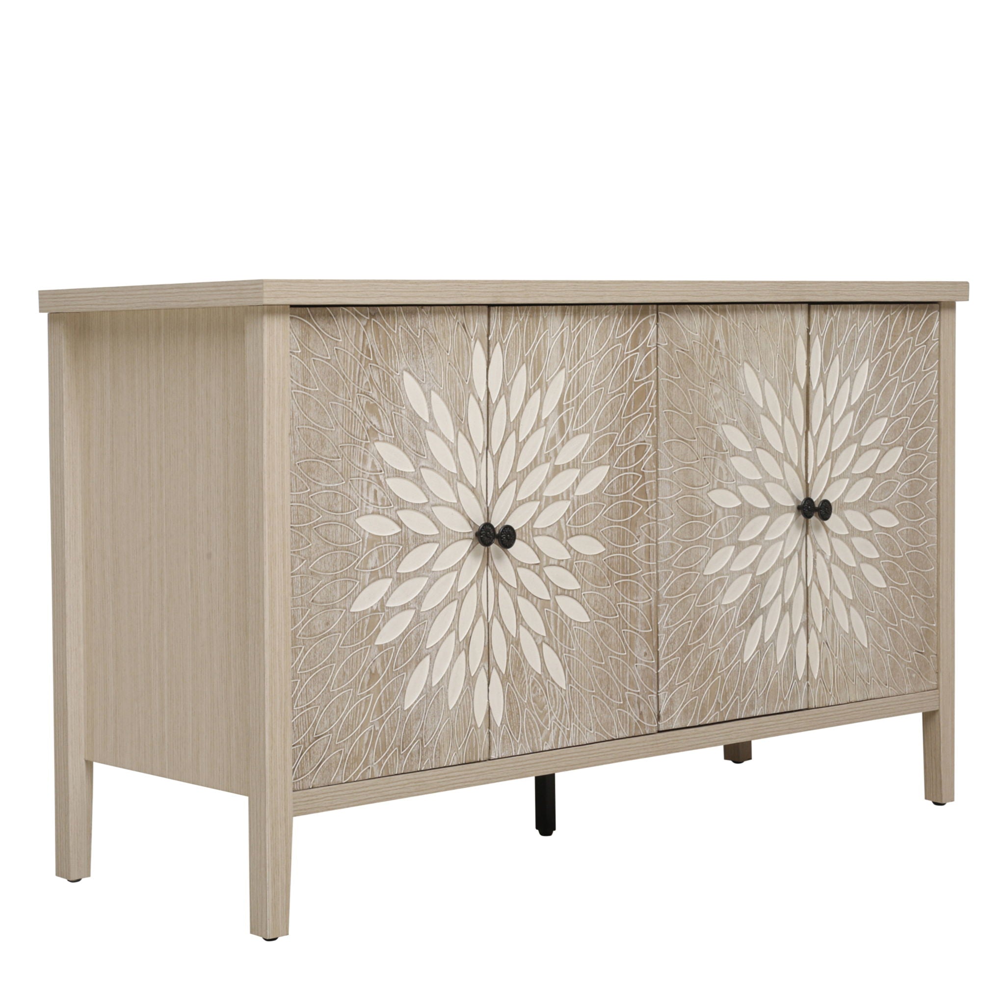 Modern Storage Cabinet With 4 Doors & Adjustable Shelves