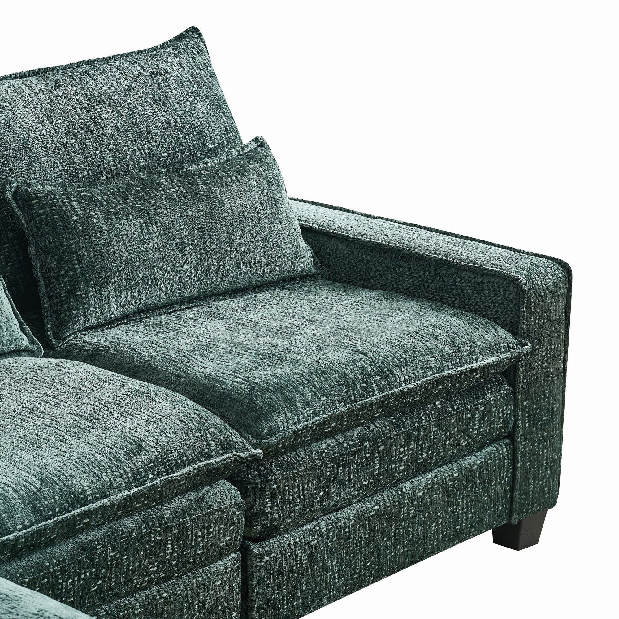 Modern Comfy L Shaped Sectional Sofa With Movable Ottoman