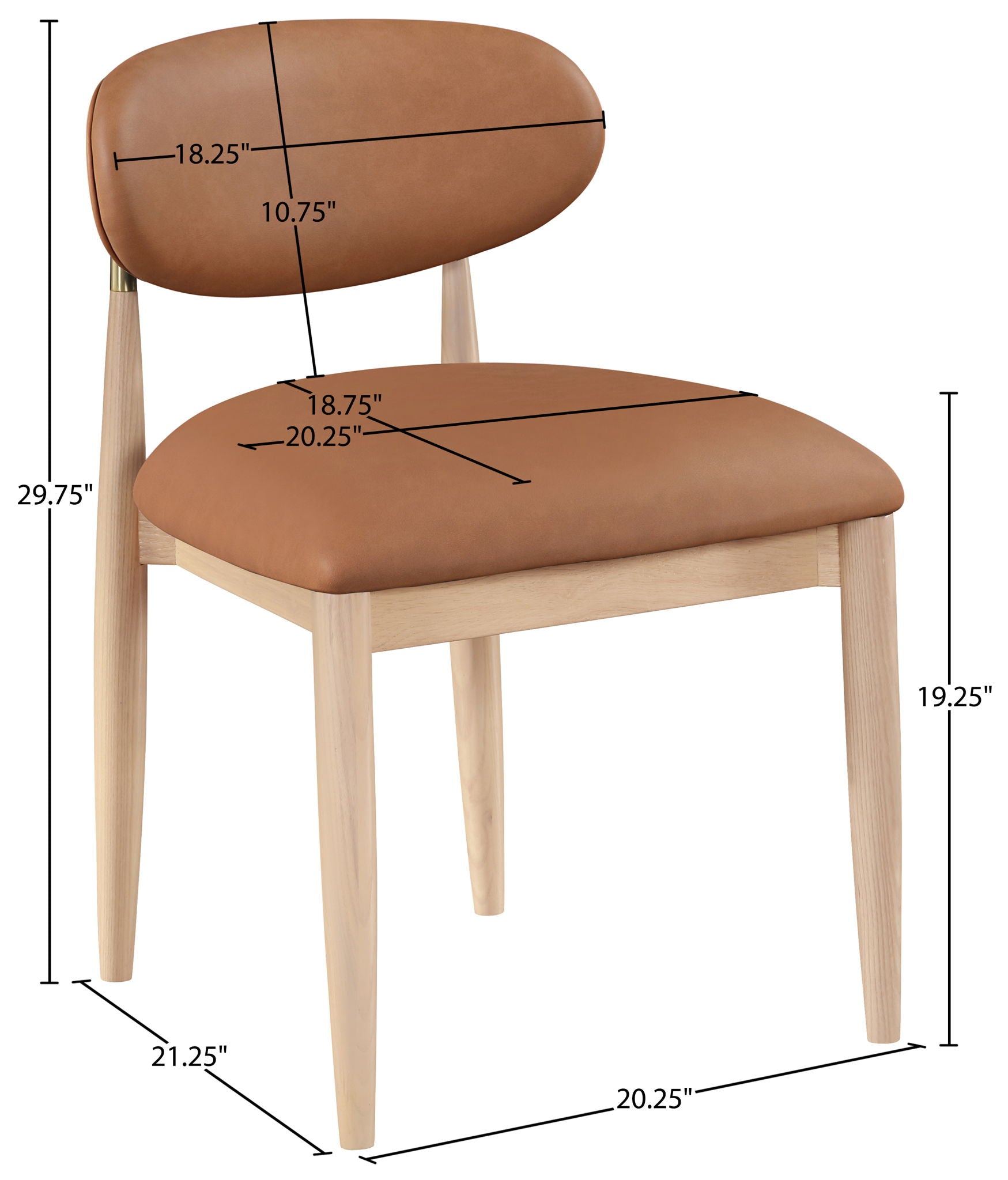 Riccio - Faux Leather Dining Side Chair (Set of 2) - Natural Frame