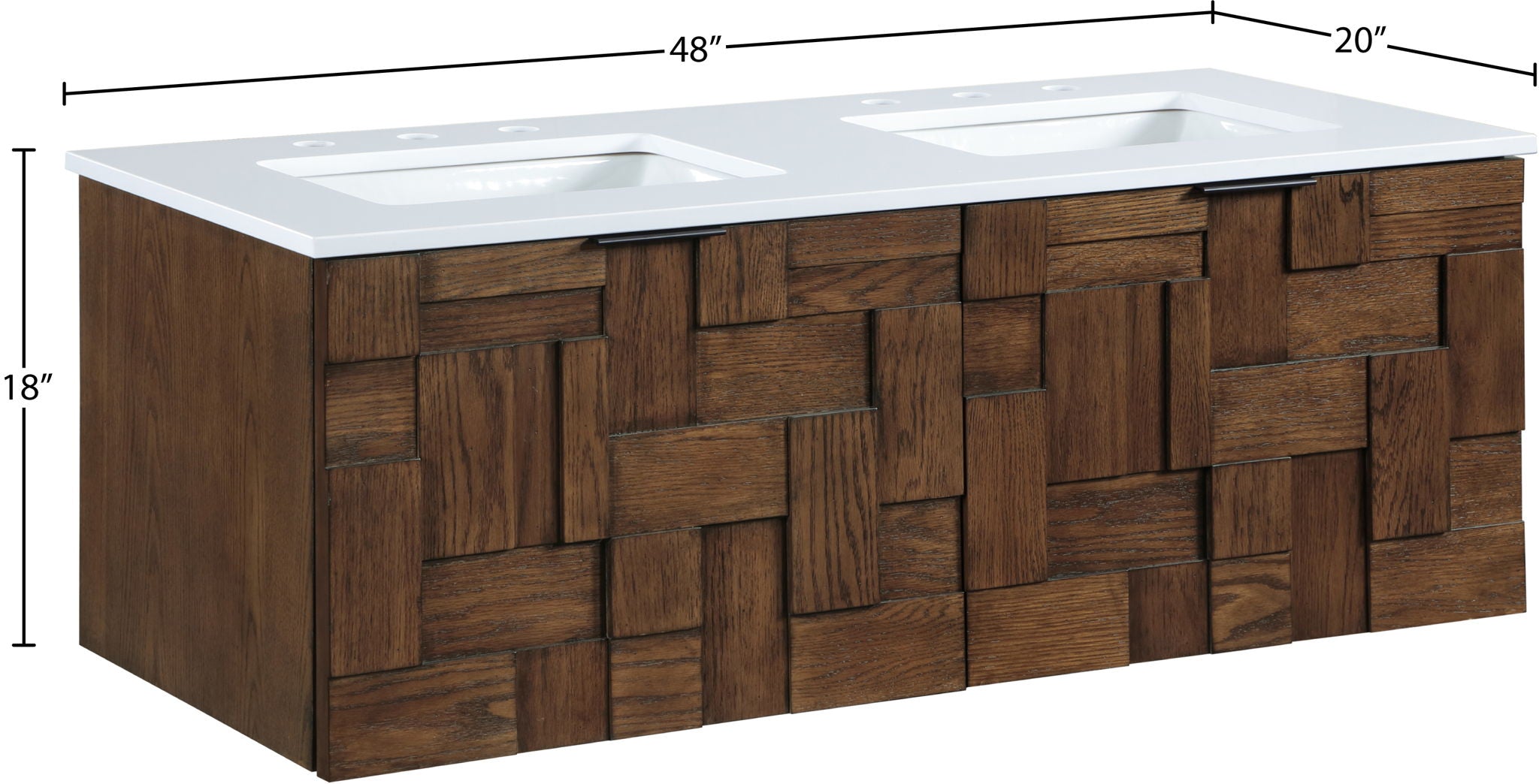 Leonardo - Engineered Stone And Solid Wood 24" Wall Mounted Bathroom Vanity
