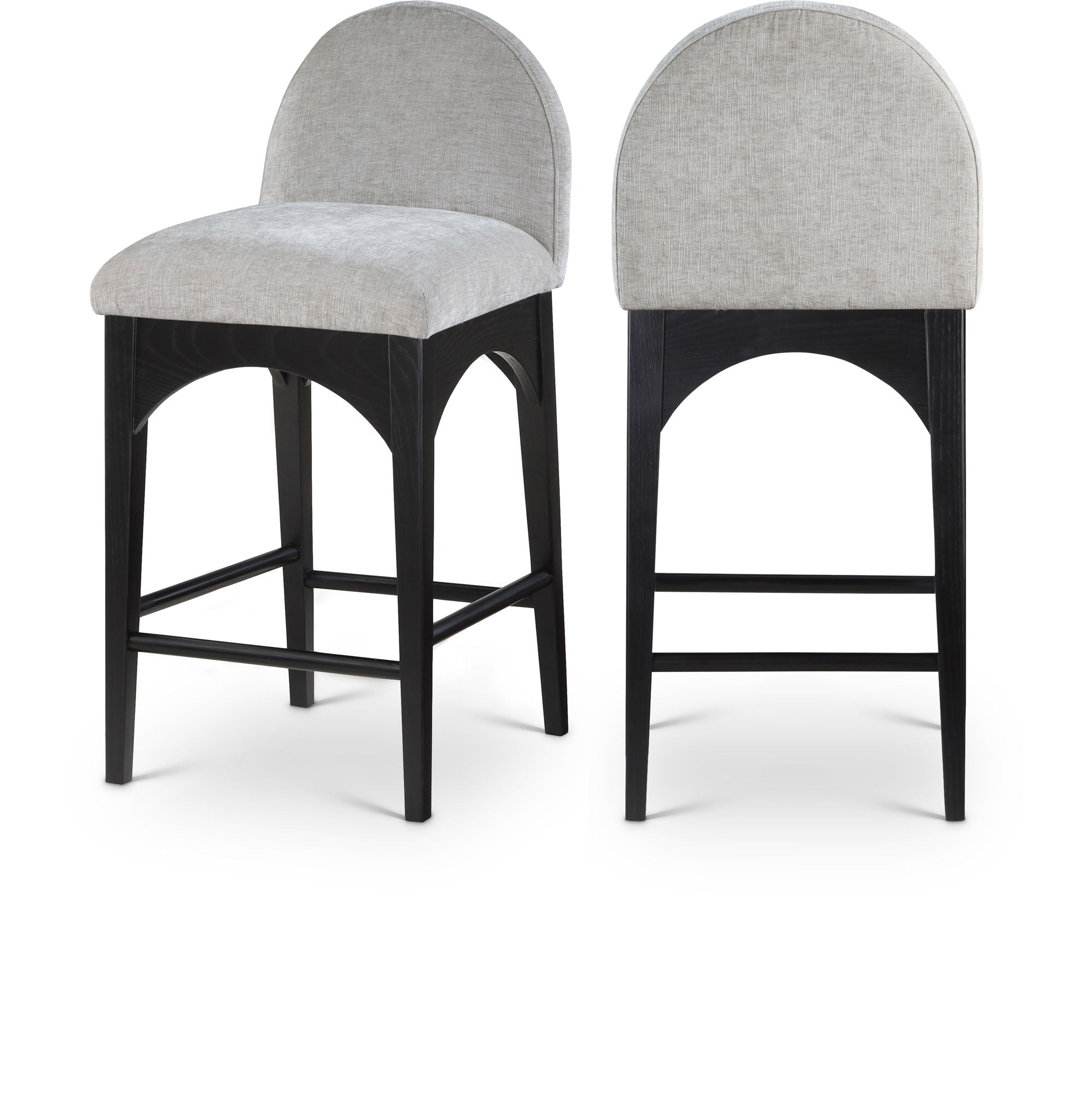 Waldorf - Chenille Stool With Black Legs