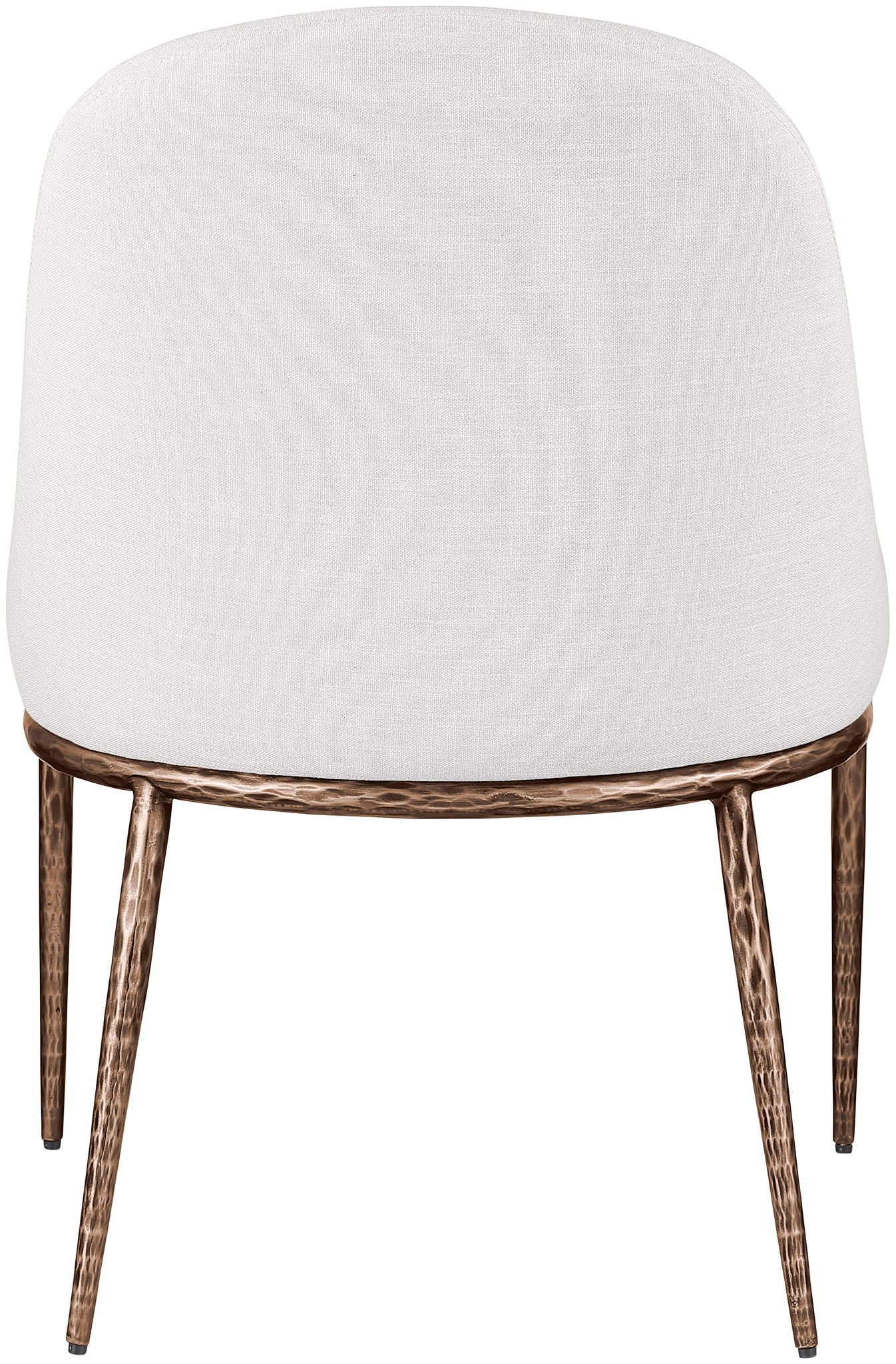 Ferro - Linen Textured Performance Fabric Upholstered Dining Side Chair - Cream / Brushed Bronze