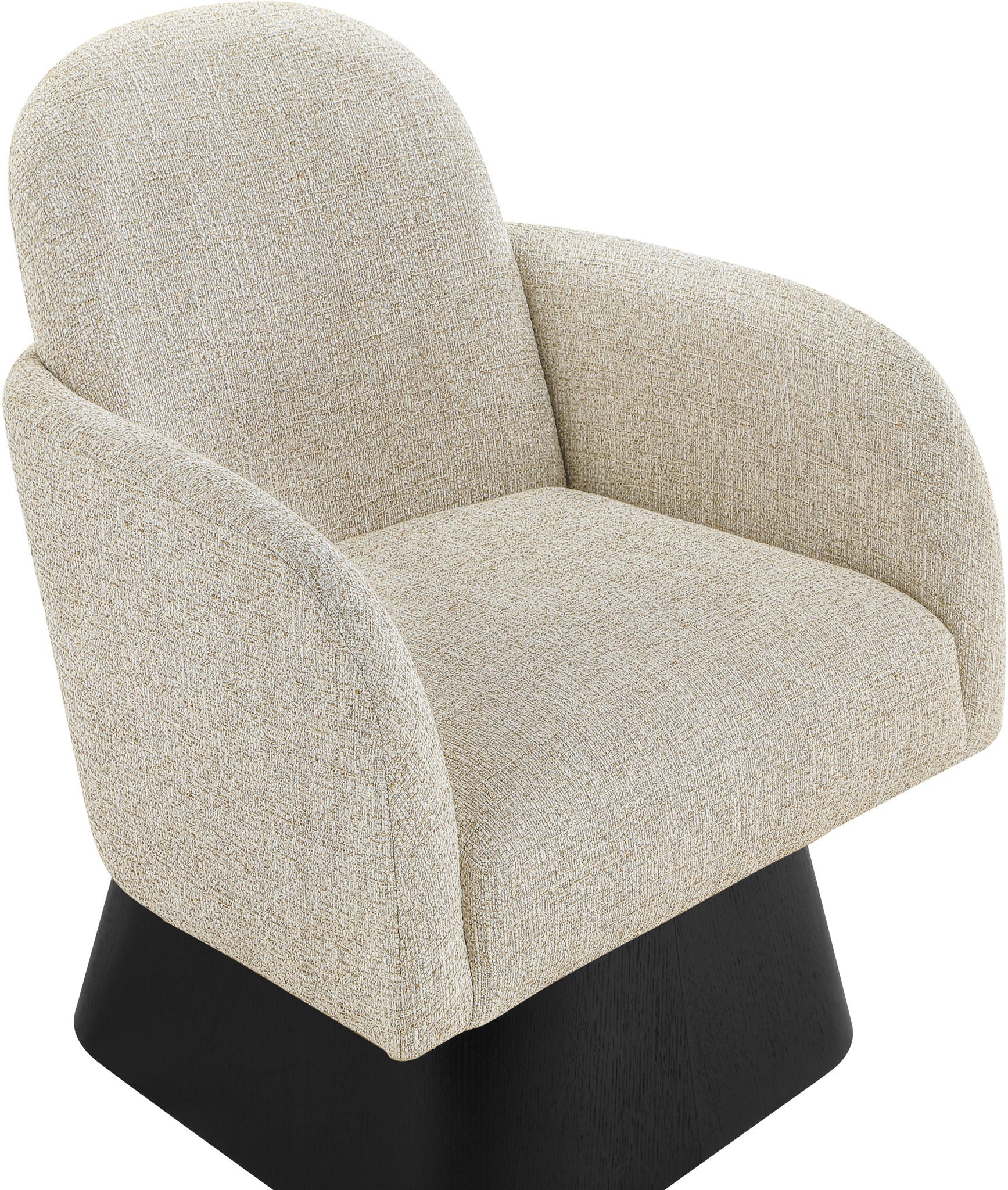 Marlowe - Linen Textured Fabric Upholstered Swivel Accent Chair - Stained Black