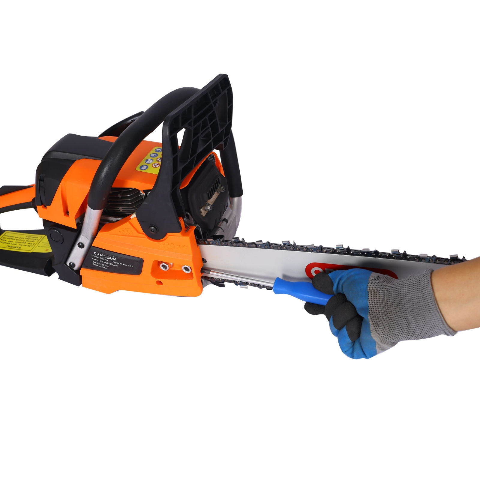 52Cc Gasoline Chainsaw With 20" Oregon Bar And Chain For Wood Cutting Plastic - Orange