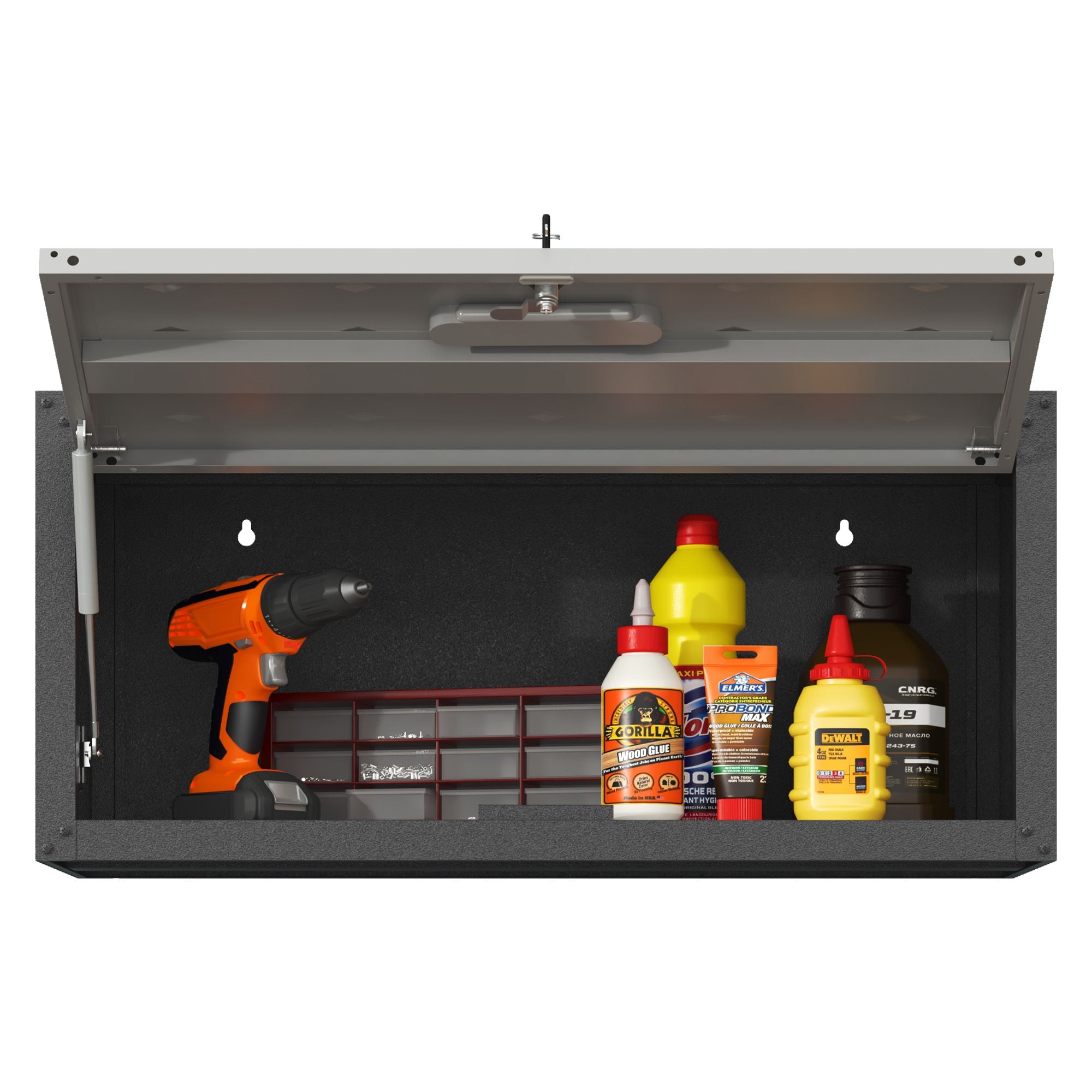 Heavy Duty Metal Wall Mounted Tool Storage Cabinet Steel Metal Garage Storage Cabinet - Black / Gray