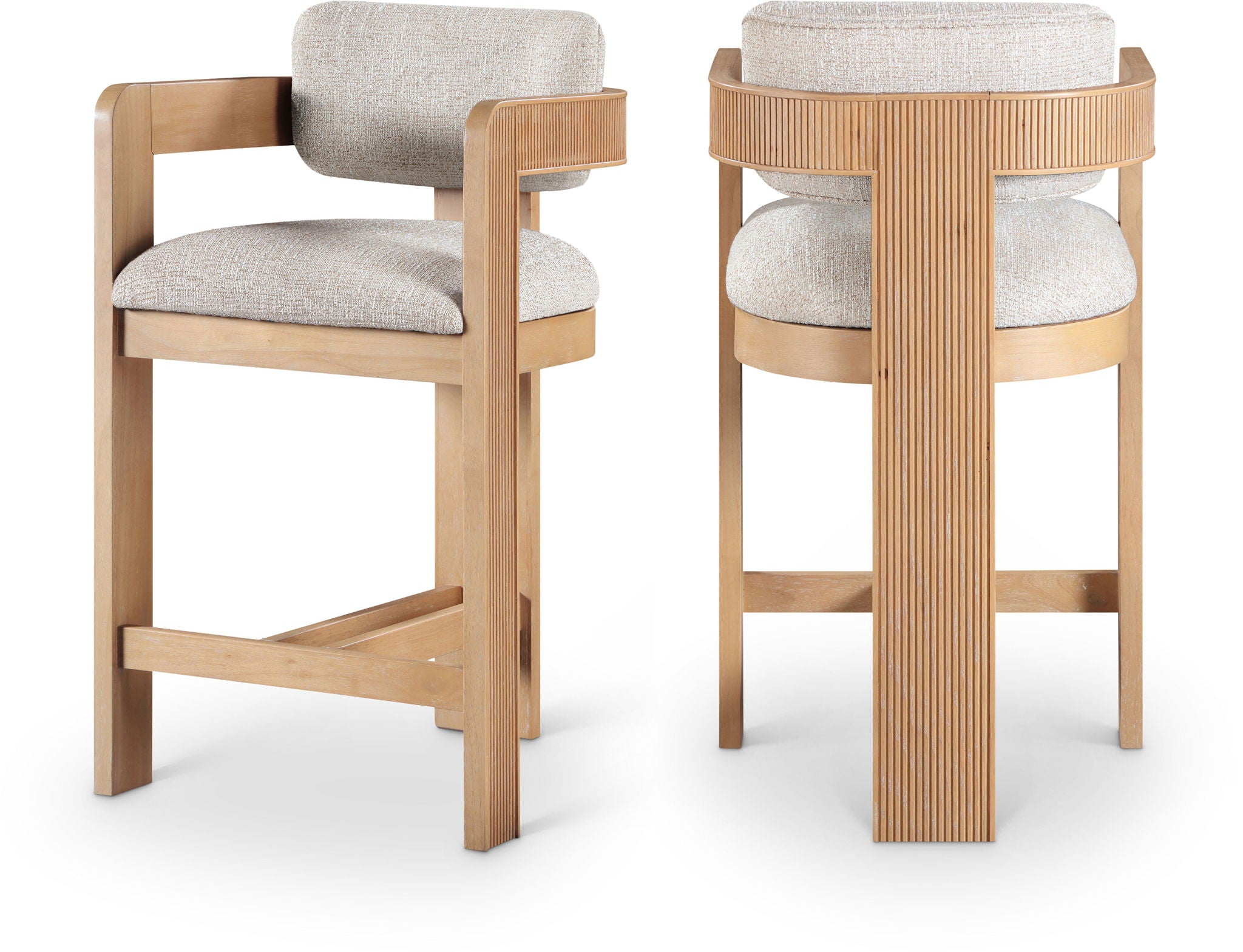 Sacha - Linen Stool With Natural Base