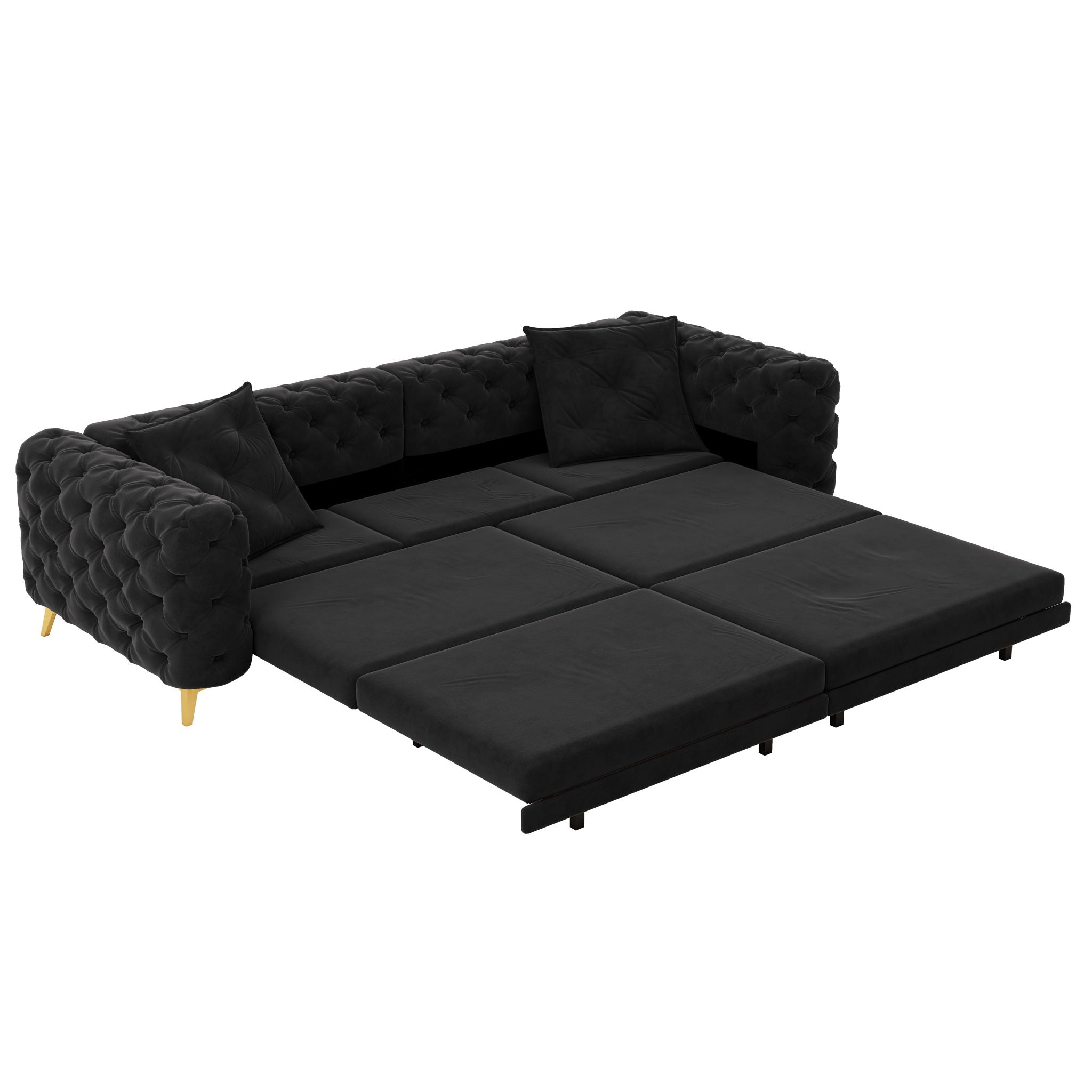 3 In 1 Convertible Sleeper, Deep Seat Pull Out Sofa Bed, Button Tufted