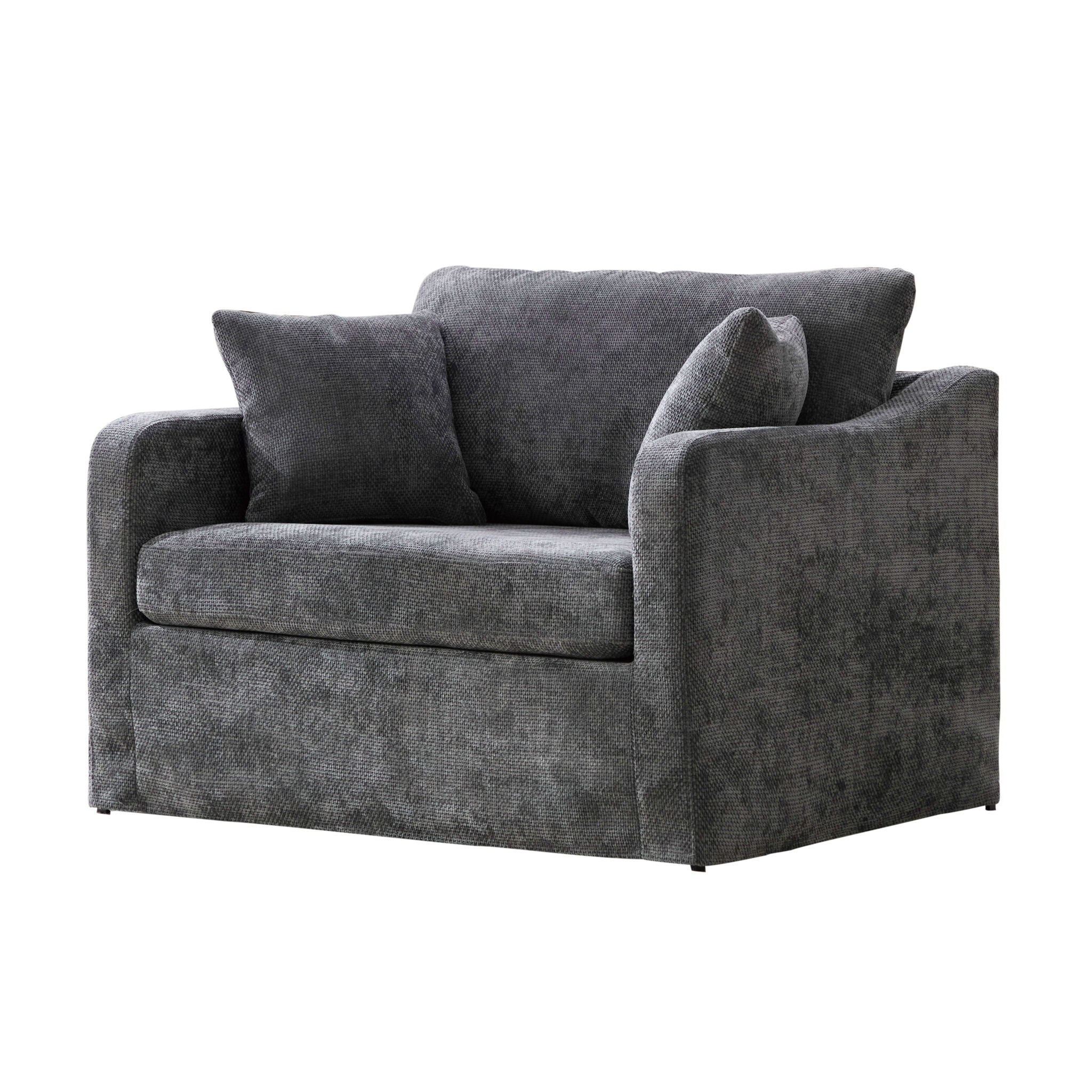 Farmhouse Accent Chair With 2 Bolster Pillows