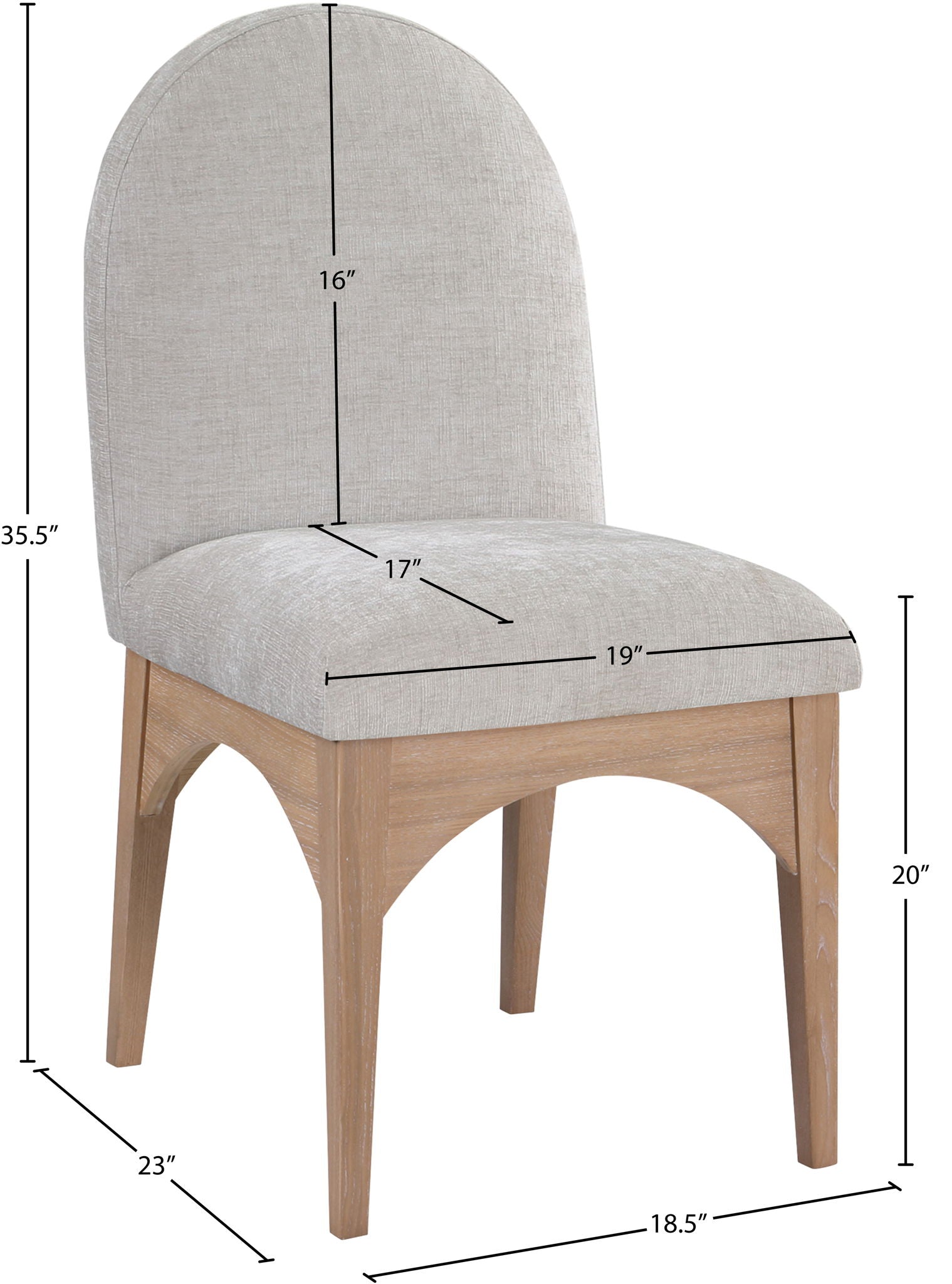 Waldorf - Chenille Dining Side Chair With Natural Legs