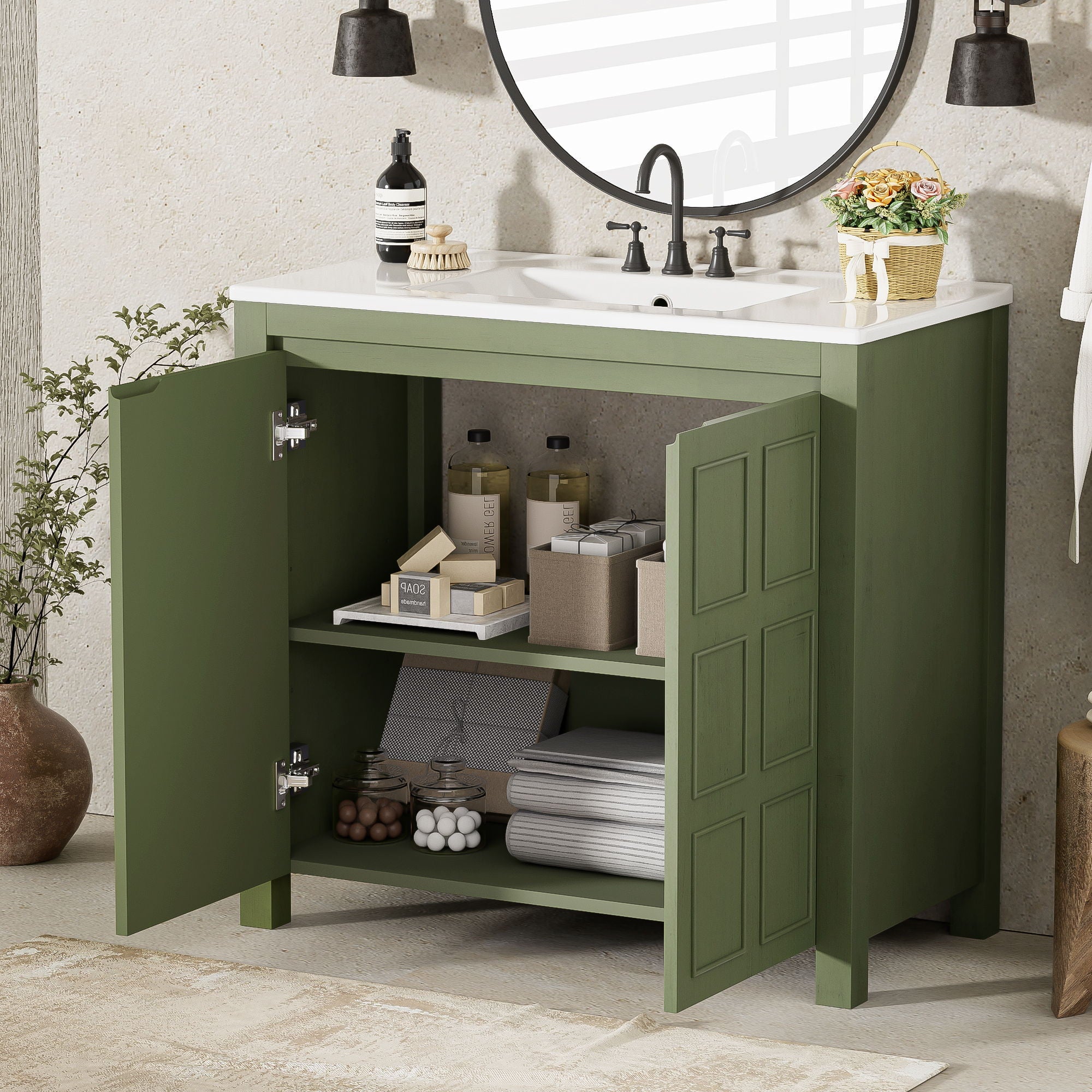 Bathroom Vanity Organizer With Sink, Combo Cabinet Set, Bathroom Storage Cabinet