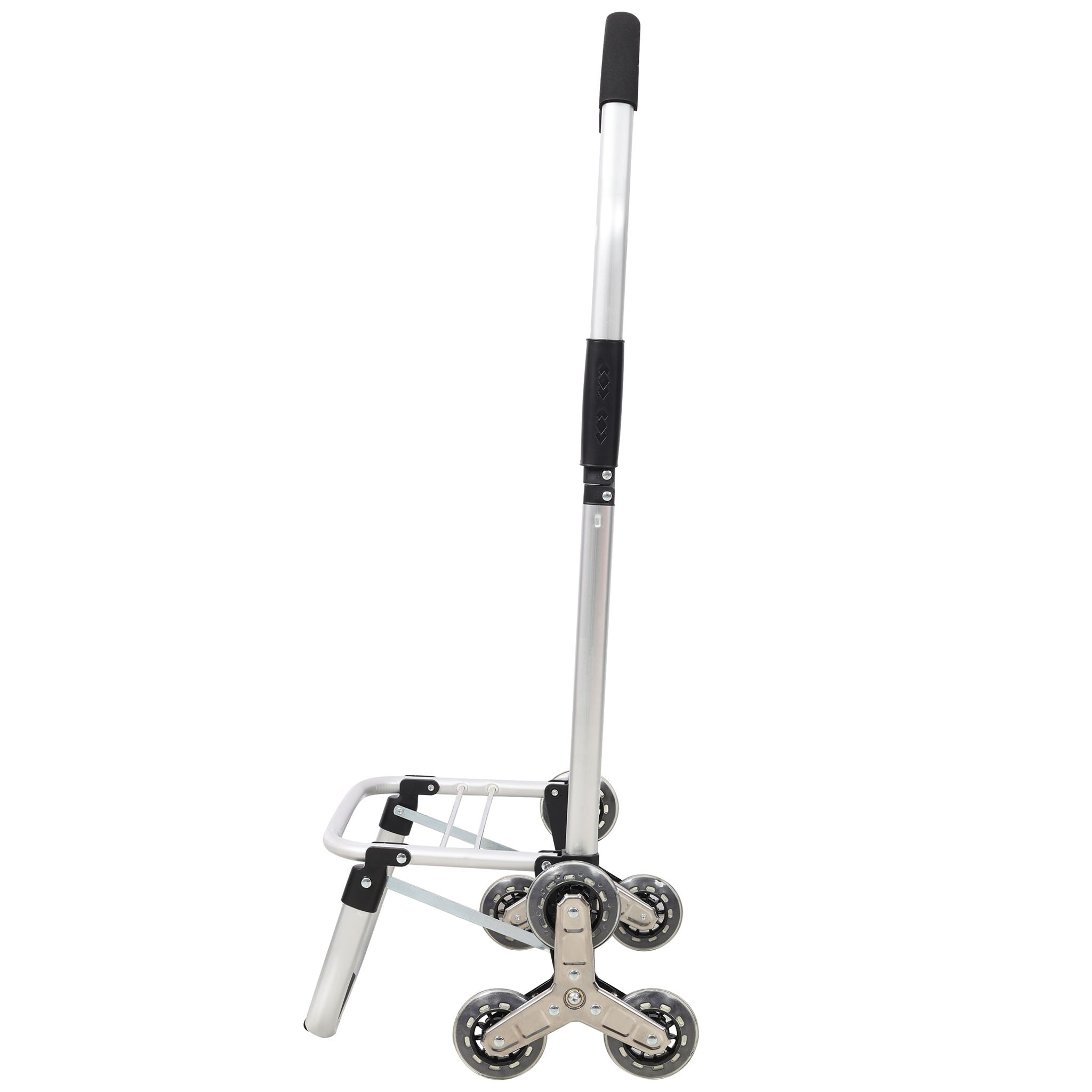 Foldable Shopping Stair Trolley With Triangular Wheels And Removable Waterproof Bag - Black