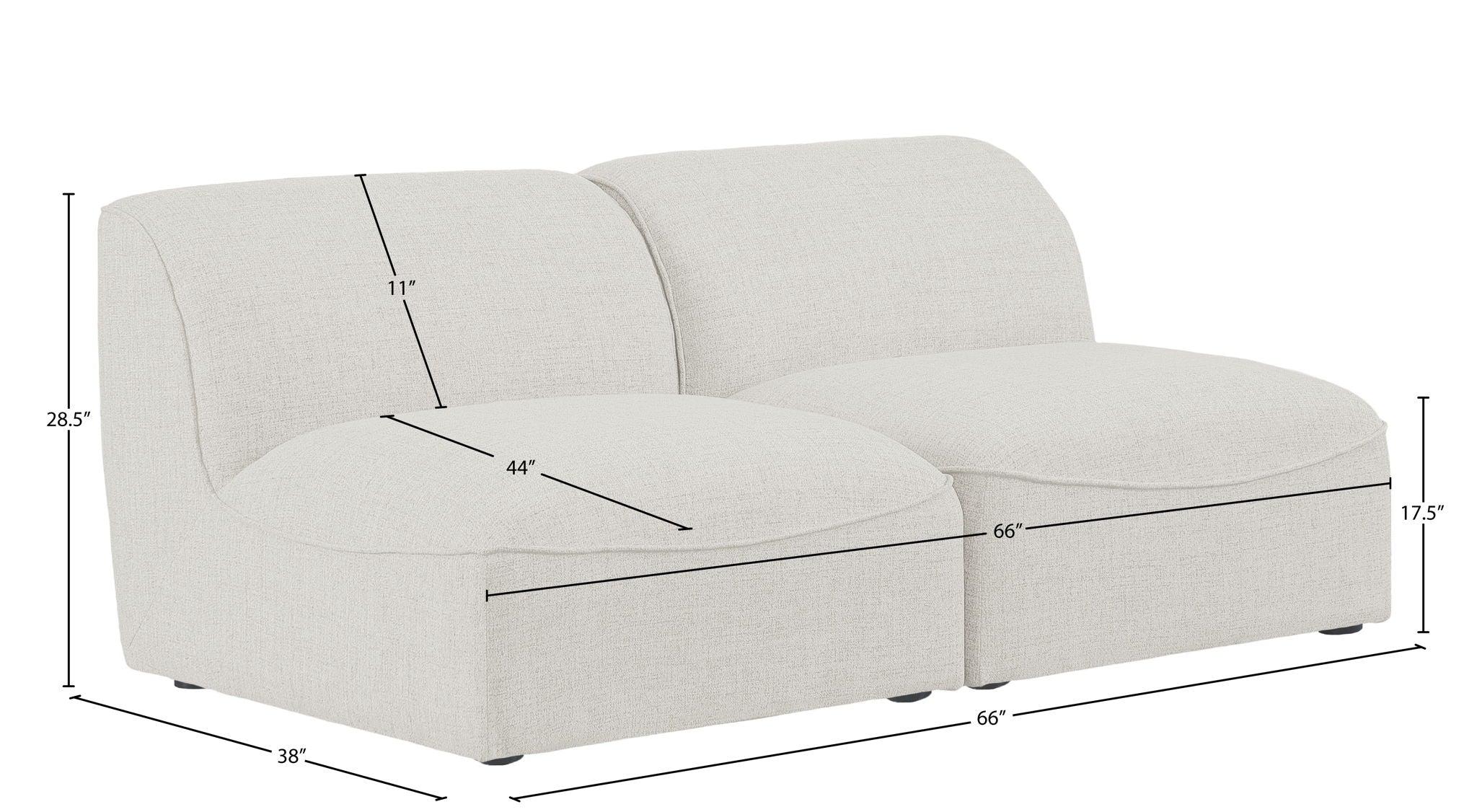 Miramar - 2 Seat Armless Modular Sofa