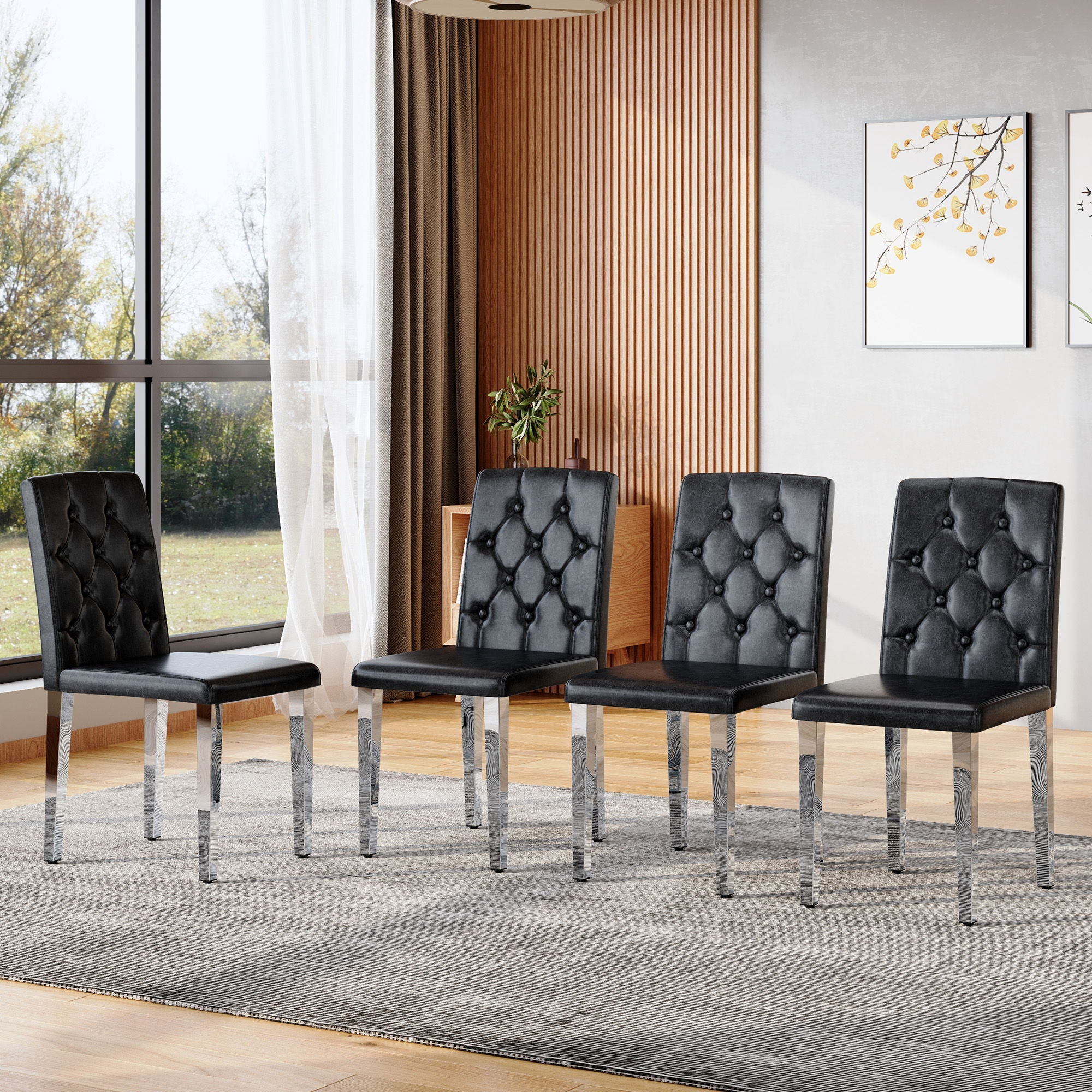 Dining Chairs With Ergonomic Buckle Backrest For Home