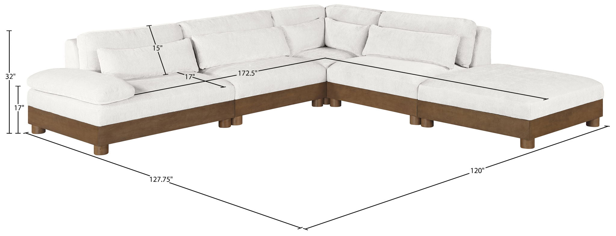 Turin - Chenille Fabric Upholstered Modular Sectional - Cream