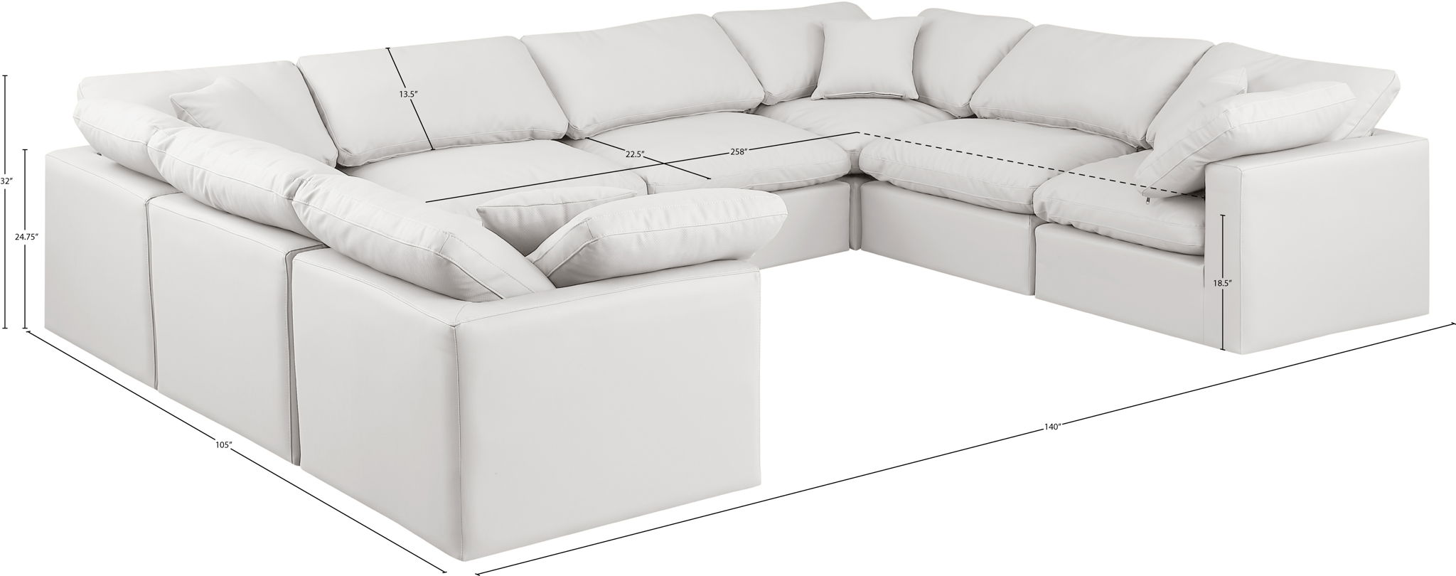 Indulge - Faux Leather 8 Piece Modular Sectional