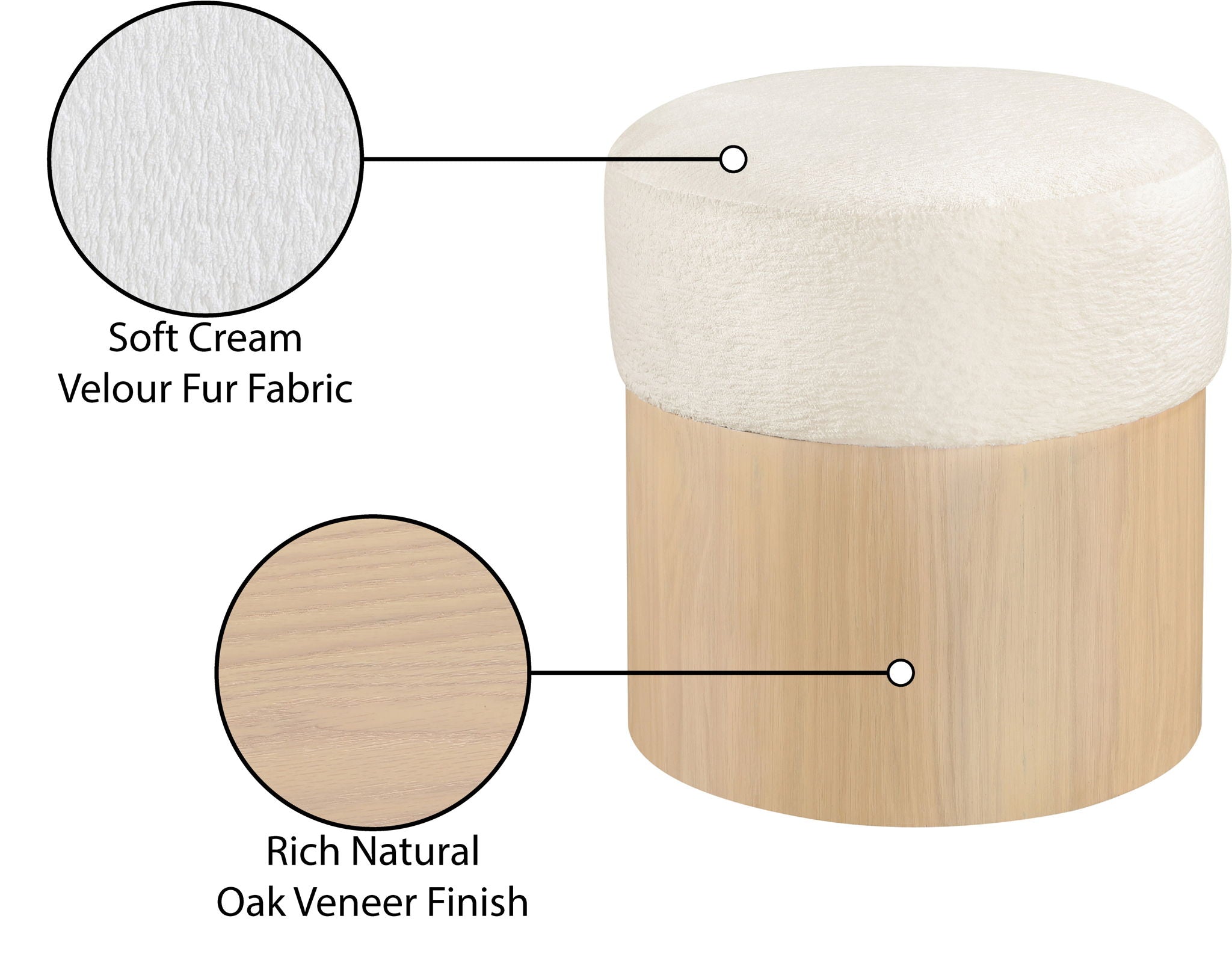 Nimes - Ottoman / Stool With Natural Base