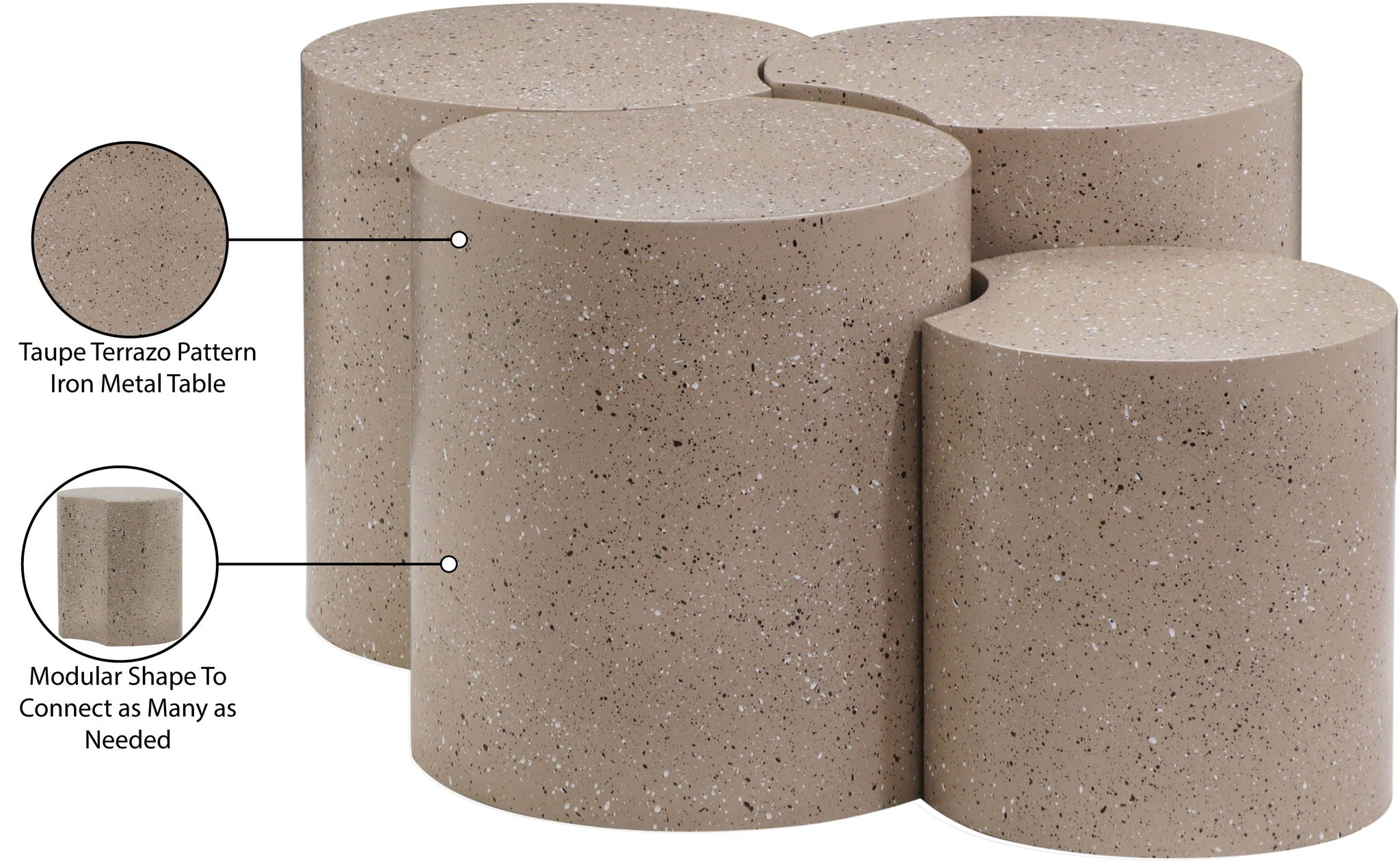 Dimple - 20" 4 Piece Modular Coffee Table - Terazzo Finish