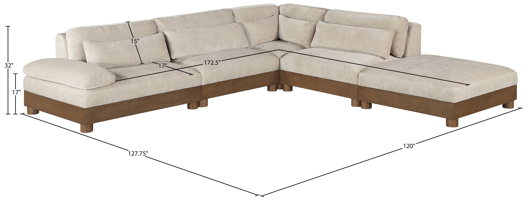 Turin - Chenille Fabric Upholstered Modular Sectional - Taupe