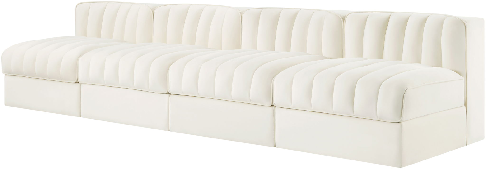 Rummi - Armless Velvet Performance Fabric Upholstered 4 Piece Modular Sofa