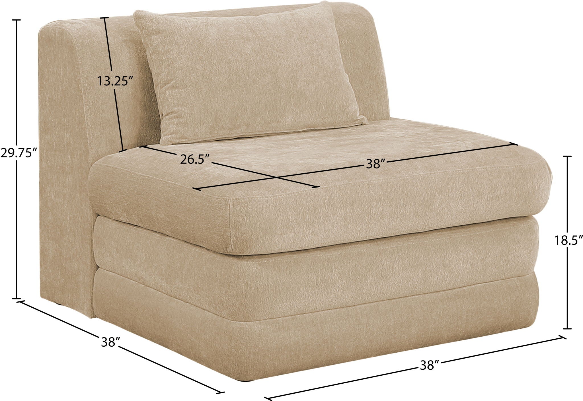 Stellar - Chenille Fabric Upholstered Modular Armless Chair
