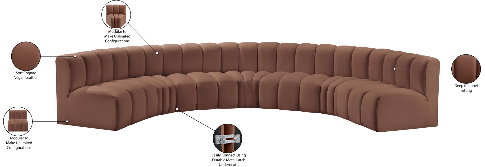 Arc - Faux Leather 7 Piece U-Shaped Modular Sofa
