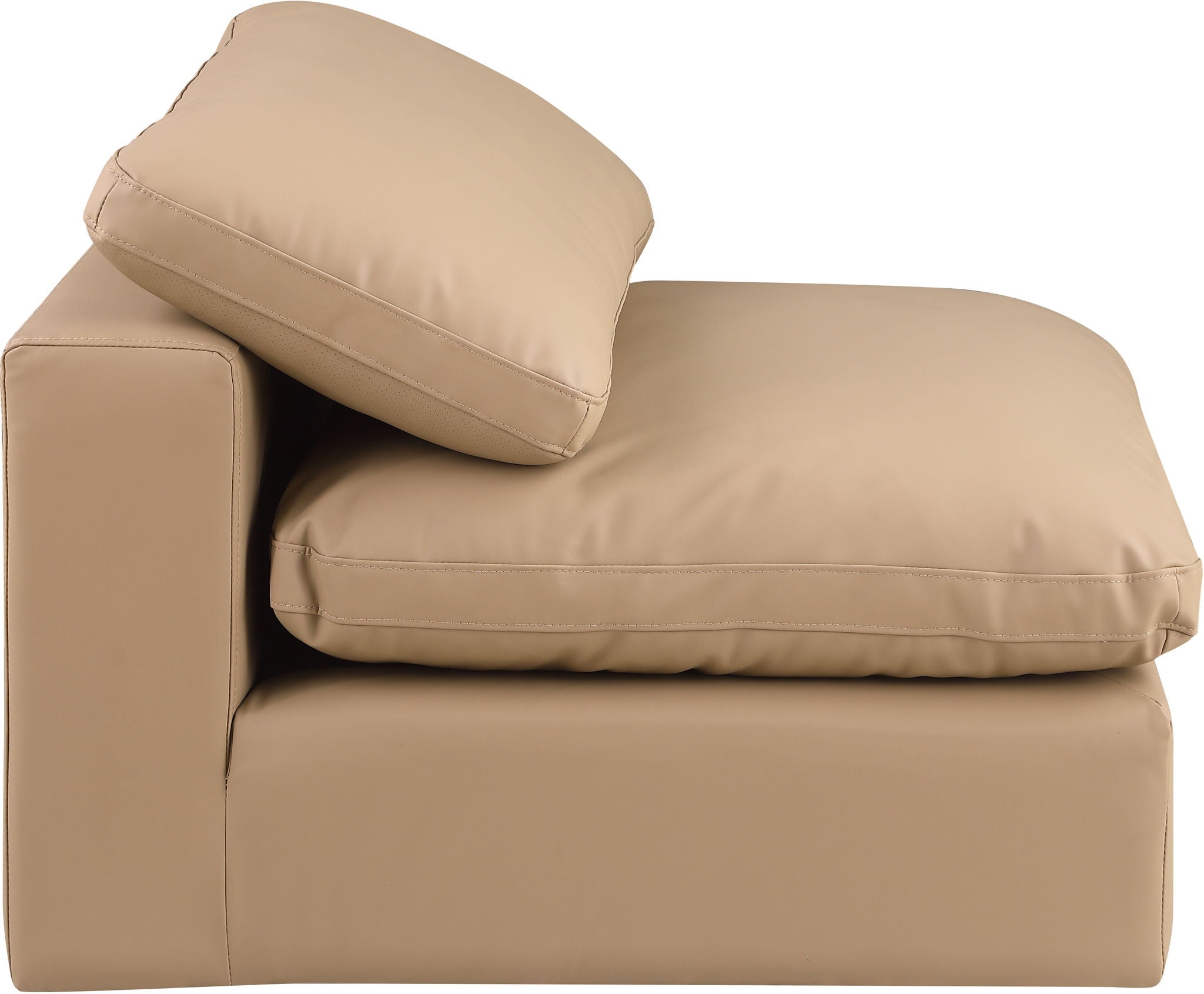 Comfy - Faux Leather Armless Chair - Tan