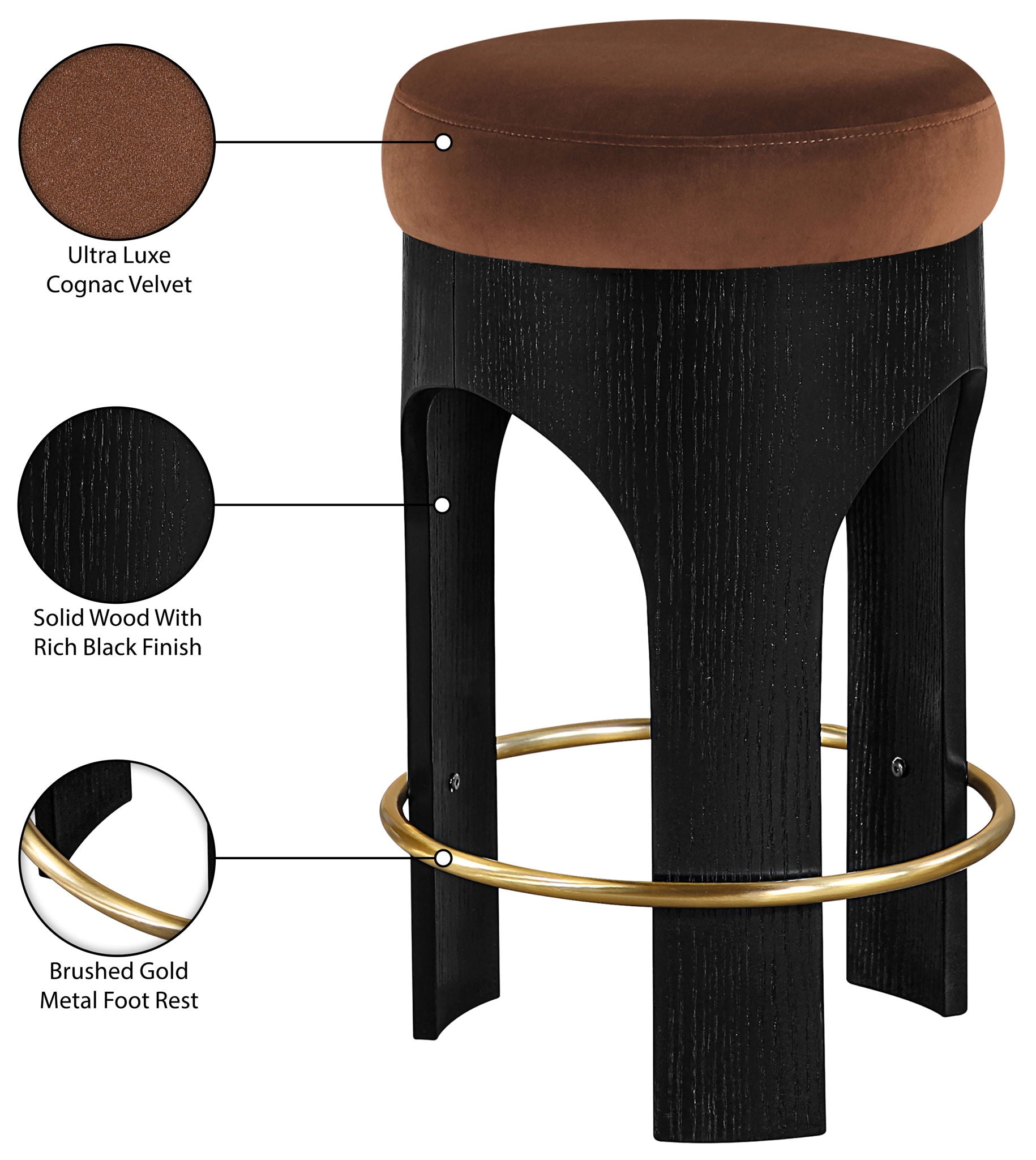 Bocceli - Counter Stool - Black Base