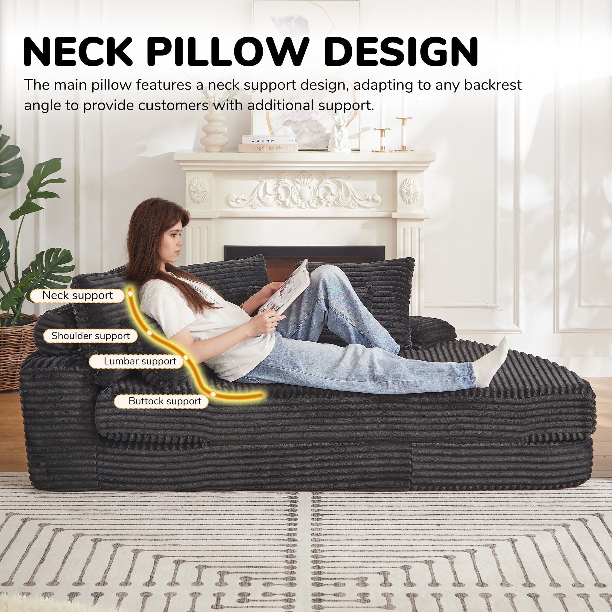 Semi Circular 2 In 1 Sofa Bed With Neck Pillow