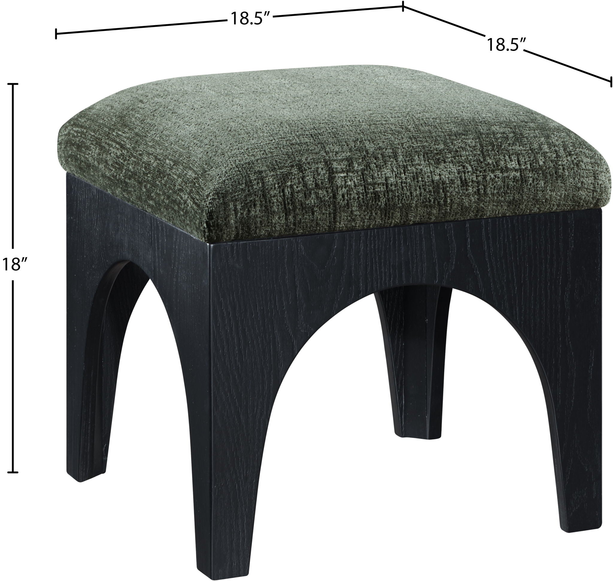 Lawson - Chenille Fabric Ottoman - Black Base