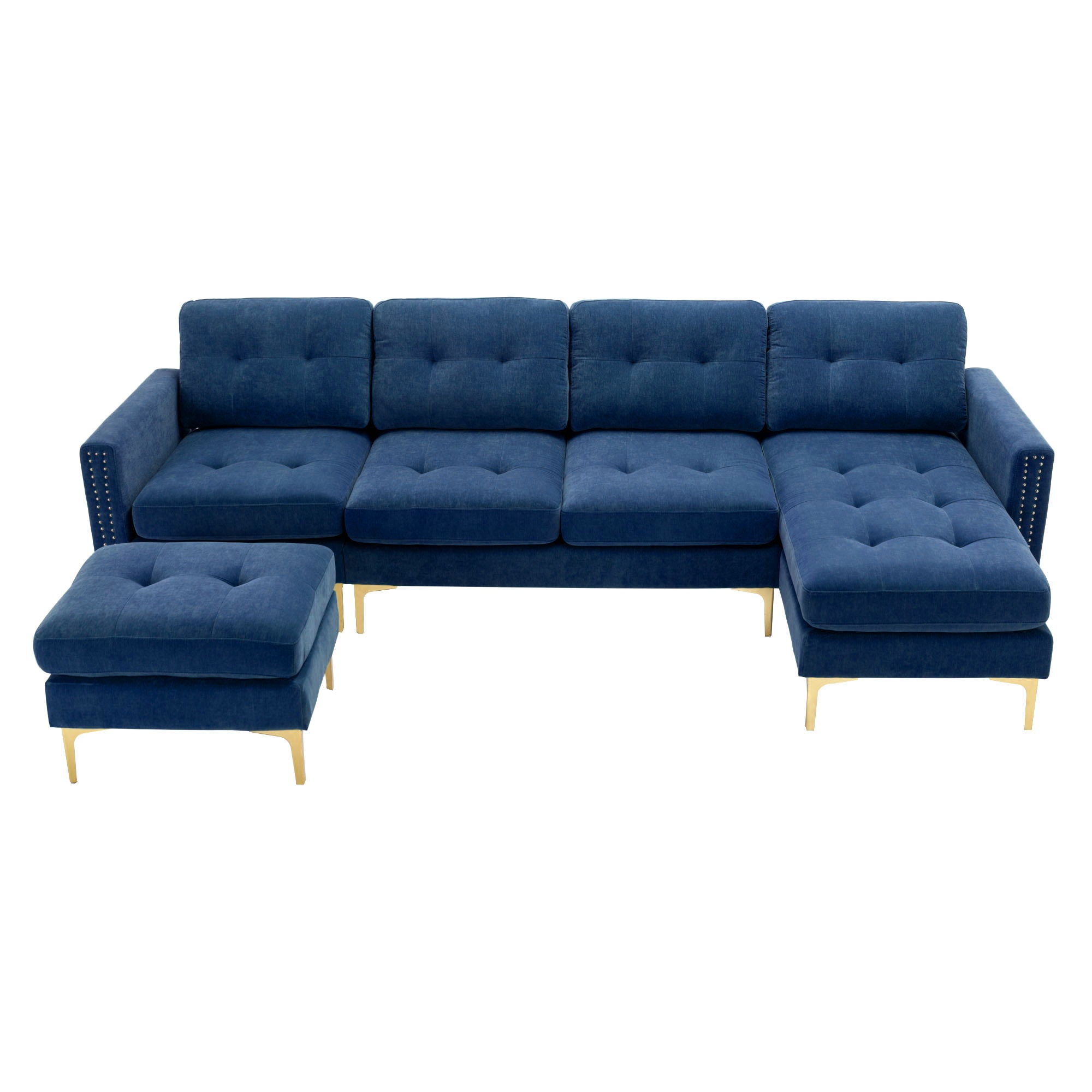 Modern L - Shape Convertible Sectional Sofa With Movable Ottoman