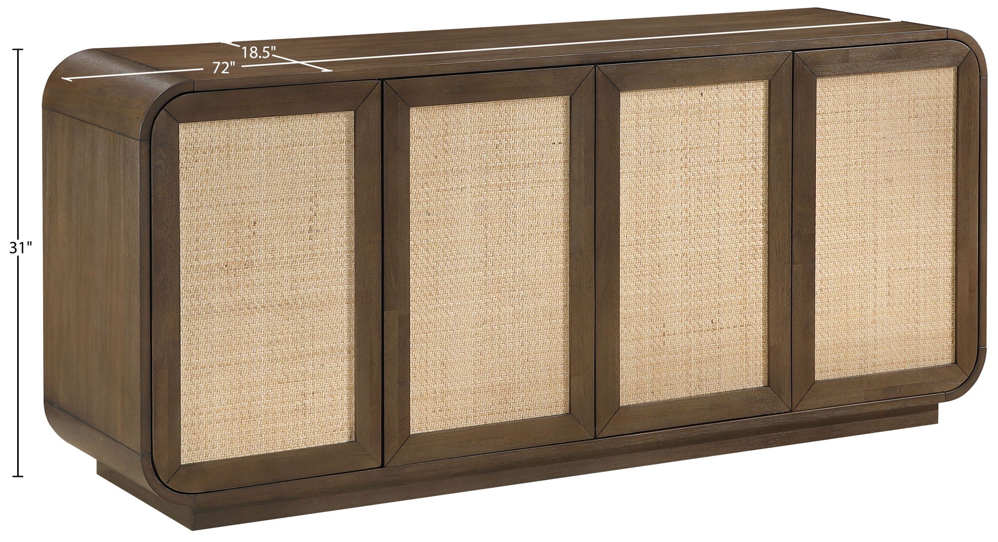 Windsor - Solid Wood And Brown Cane Sideboard / Buffet - Brown