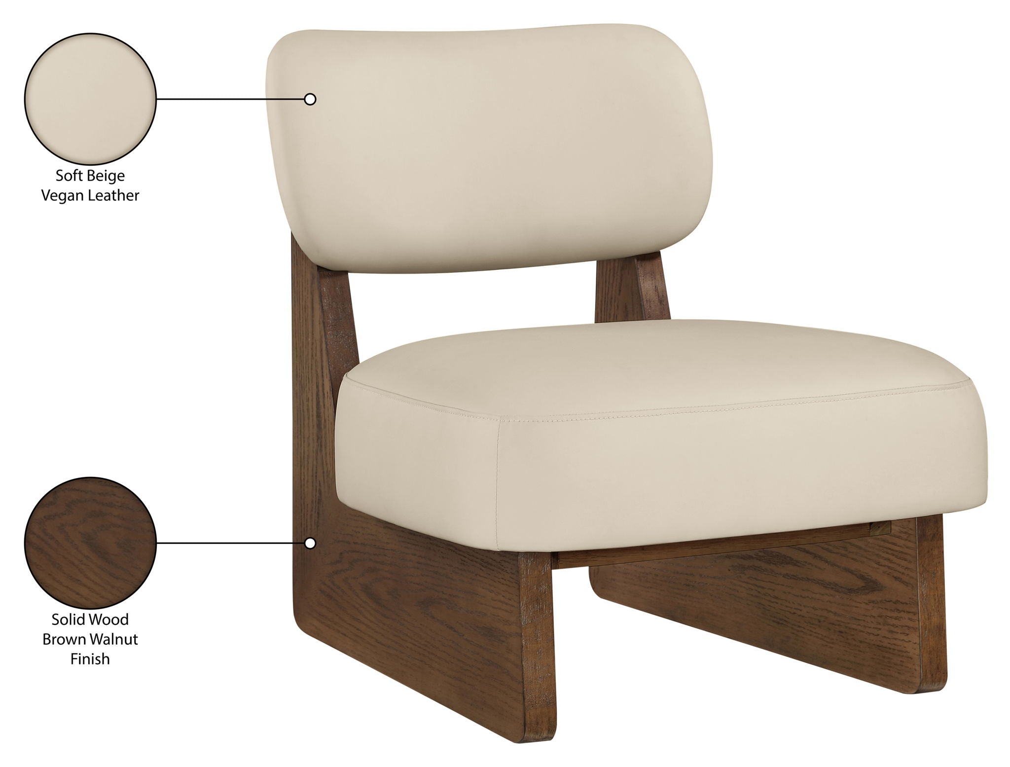 Vetra - Vegan Leather Upholstered Accent Chair With Brown Base