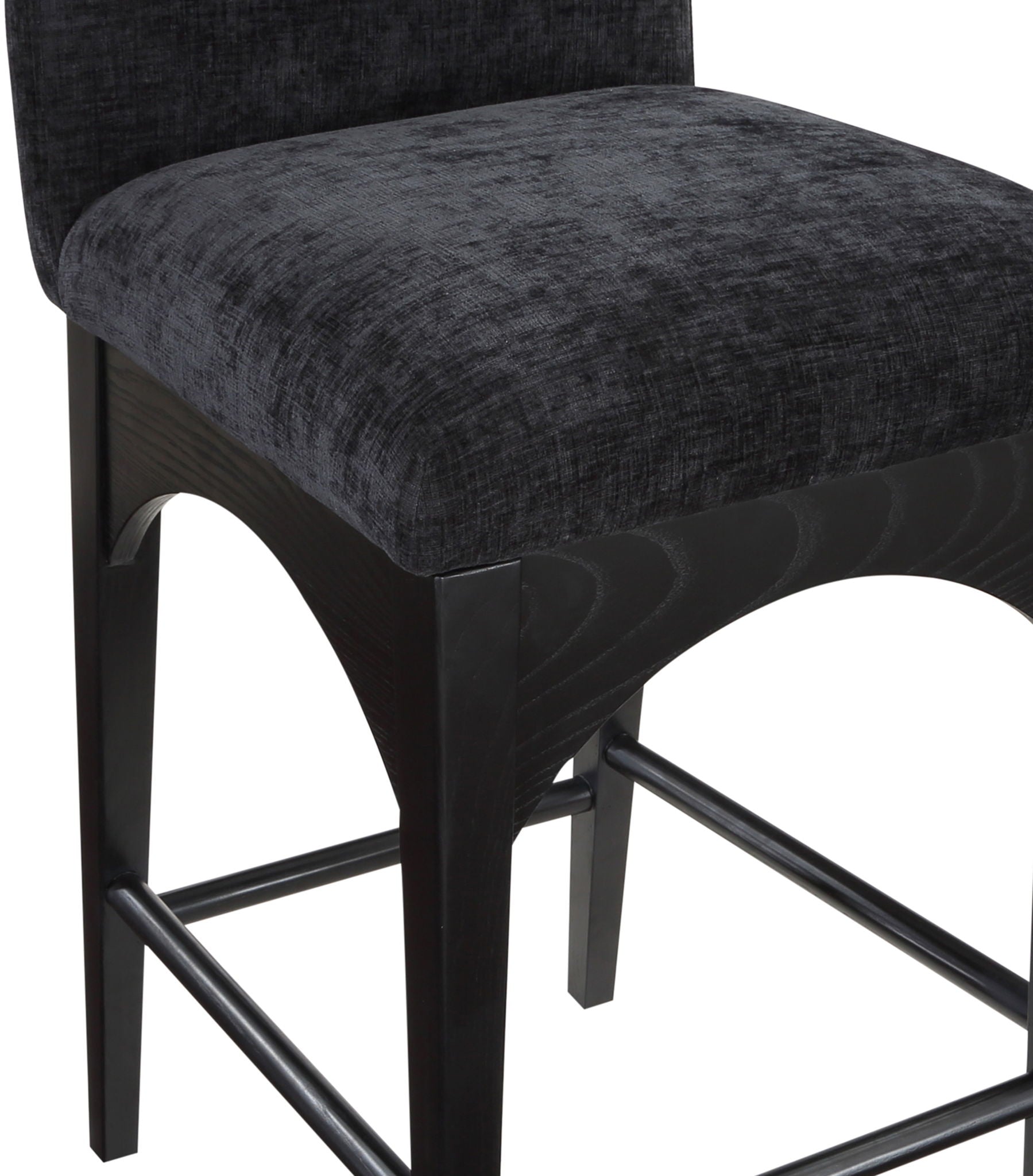 Waldorf - Chenille Stool With Black Legs