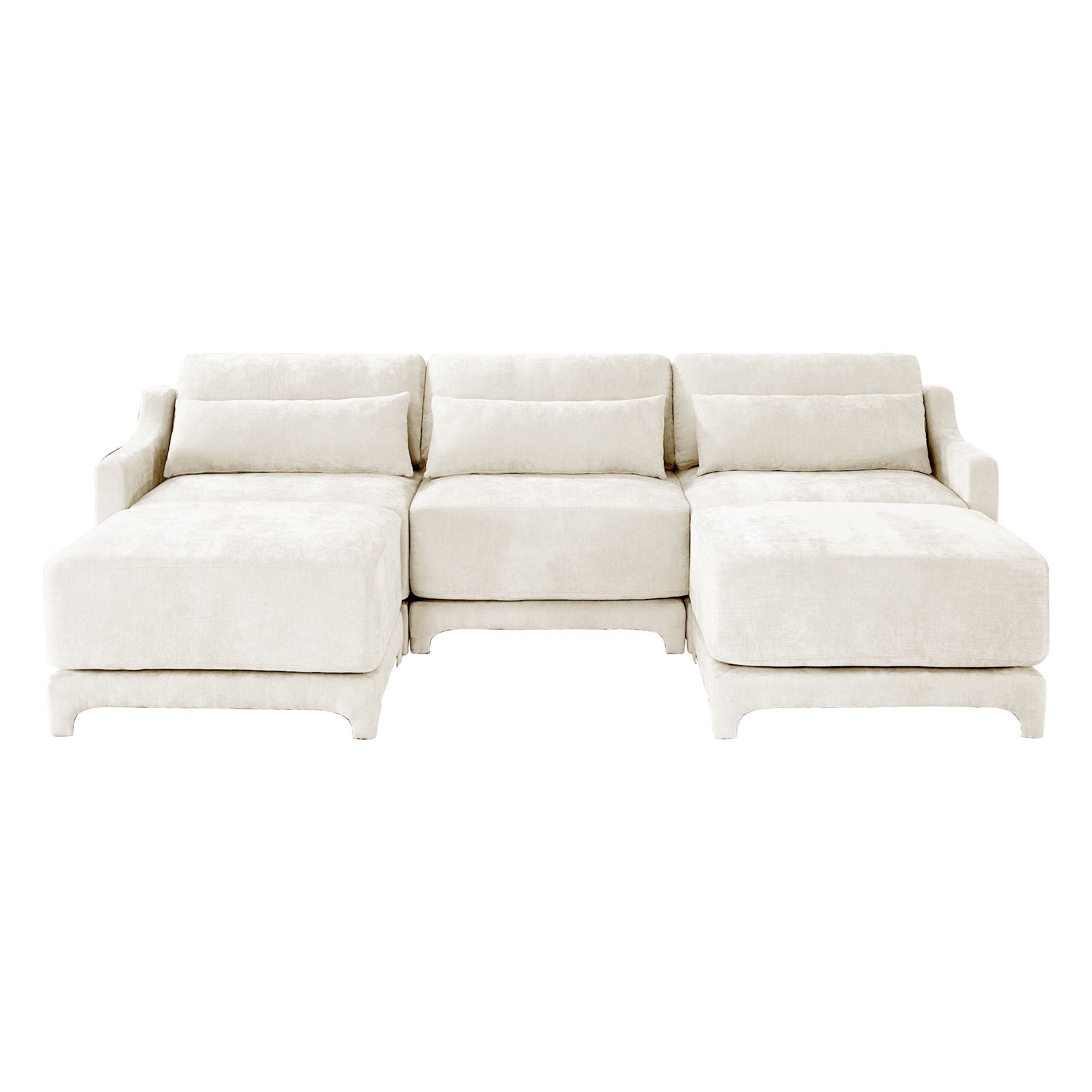 Stylish Sofa With Ottoman And Lumbar Pillows, Ergonomic Design