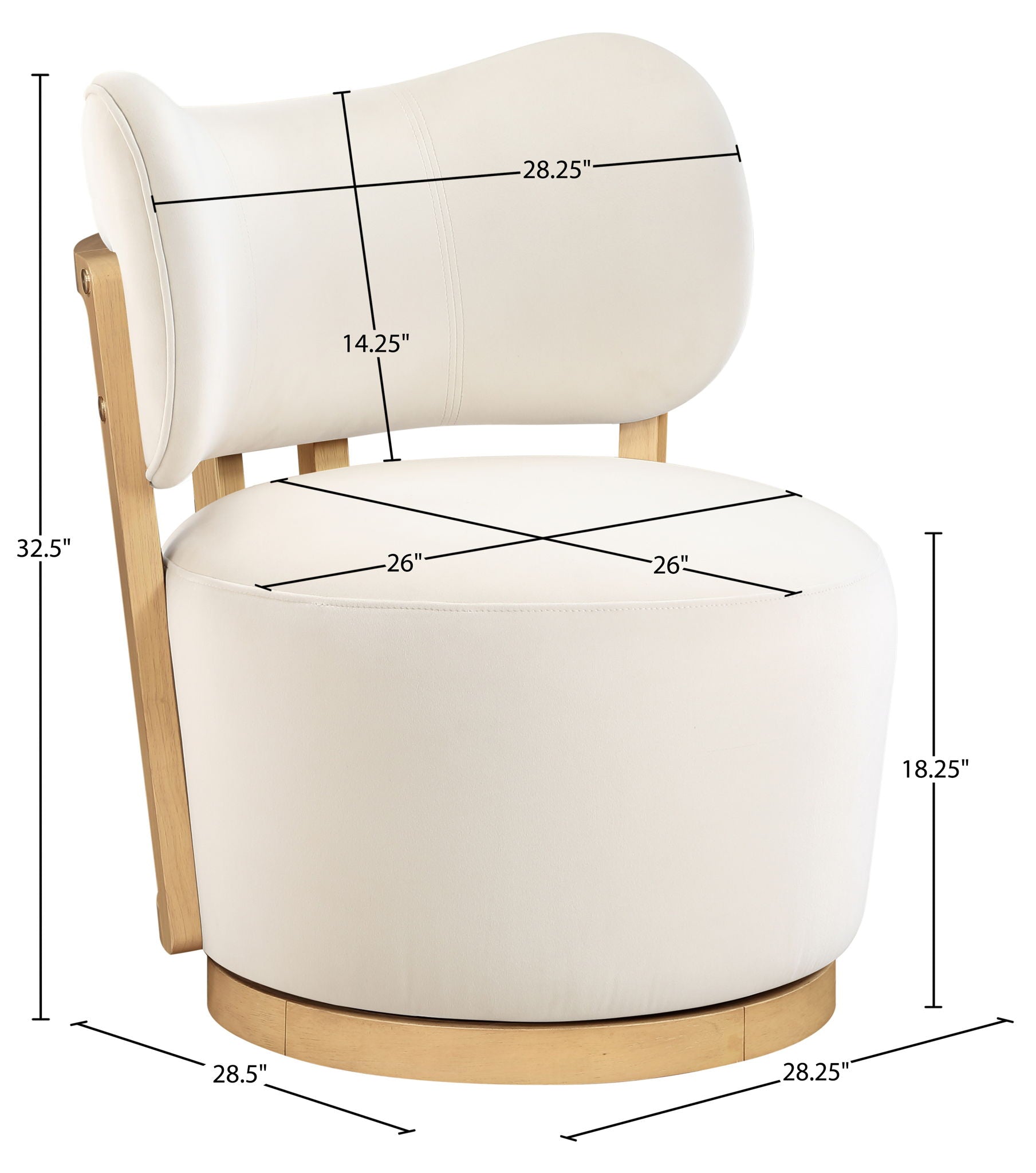 Elara - Velvet Upholstered Swivel Accent Chair - Stained Natural