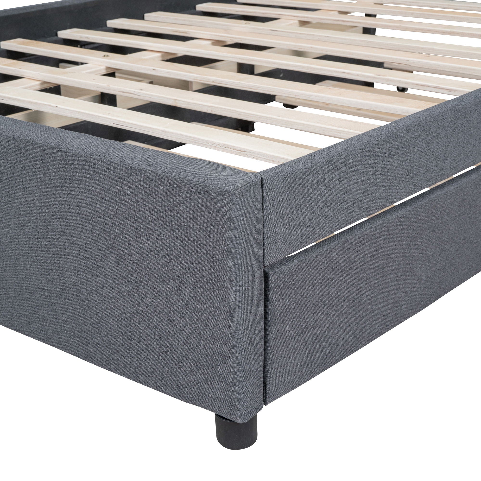 Upholstered Platform Bed With Drawers, Classic Headboard Design