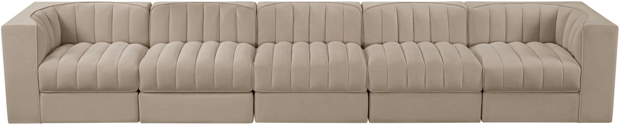 Rummi - Velvet Performance Fabric Upholstered 5 Piece Modular Sofa