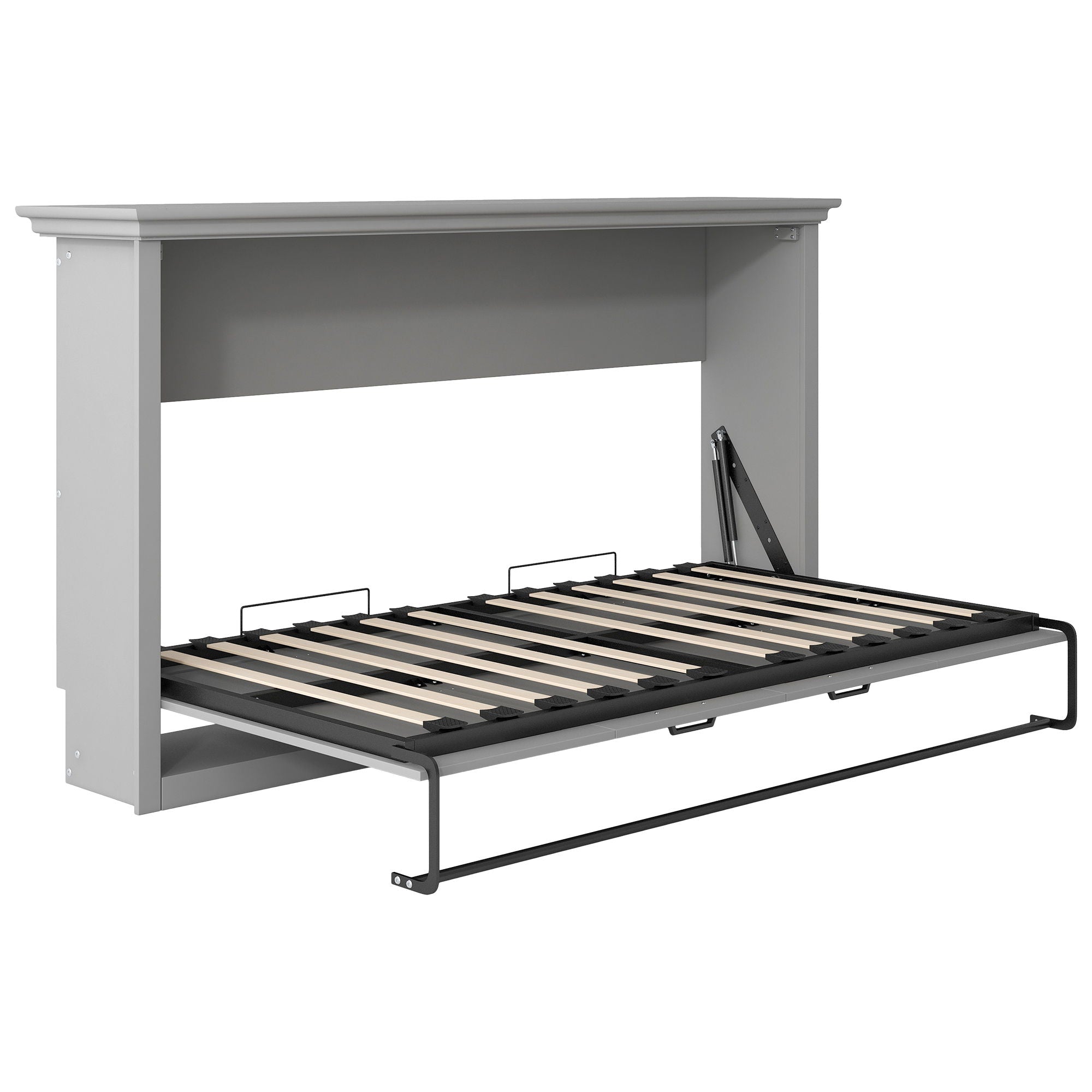 Twin Size Murphy Bed With Cabinet Storage - Gray
