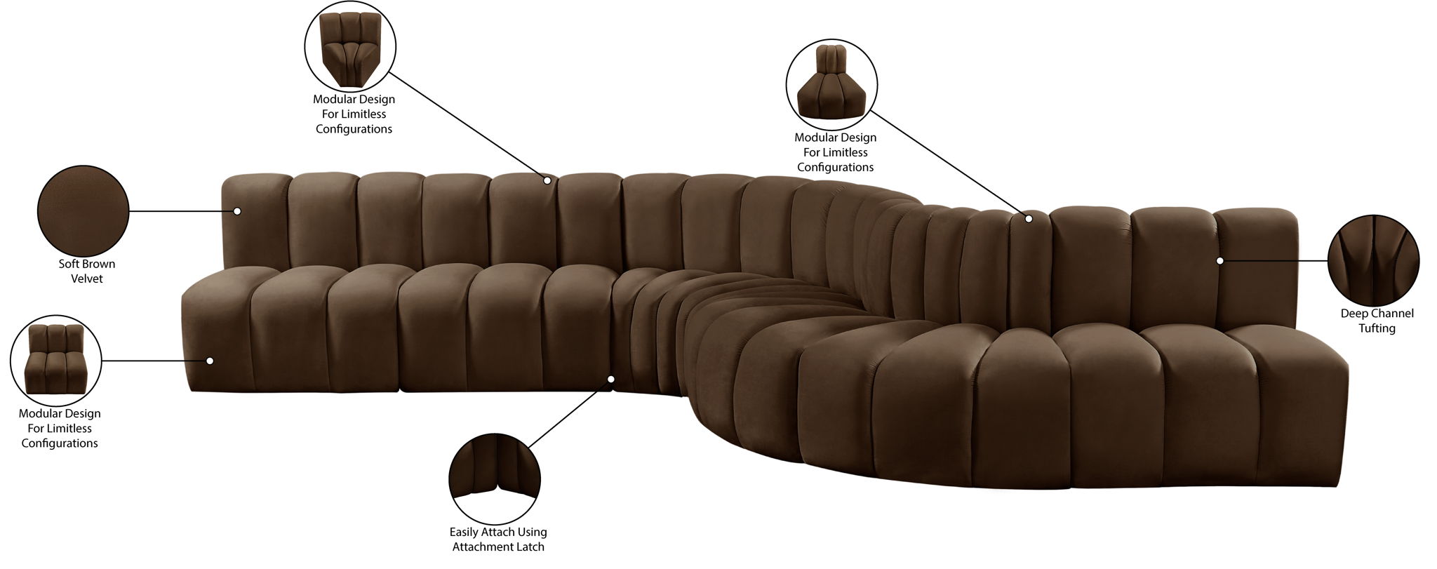 Arc - Velvet 7 Piece Modular Sofa