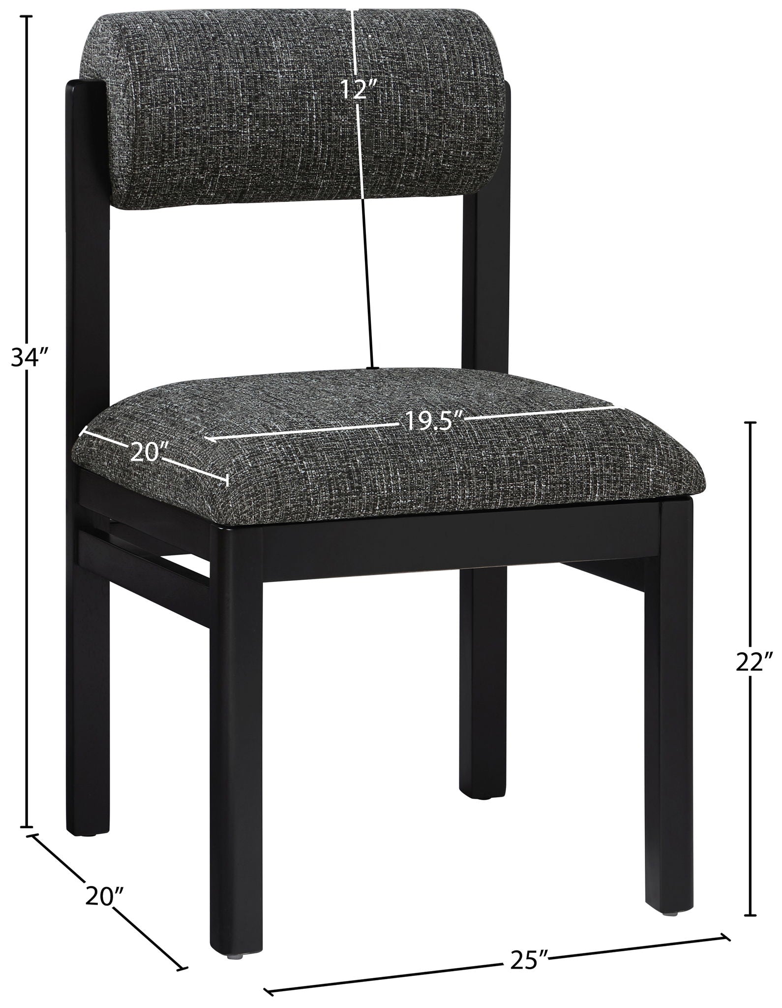 Roundhill - Fabric Dining Chair (Set of 2) - Black Frame