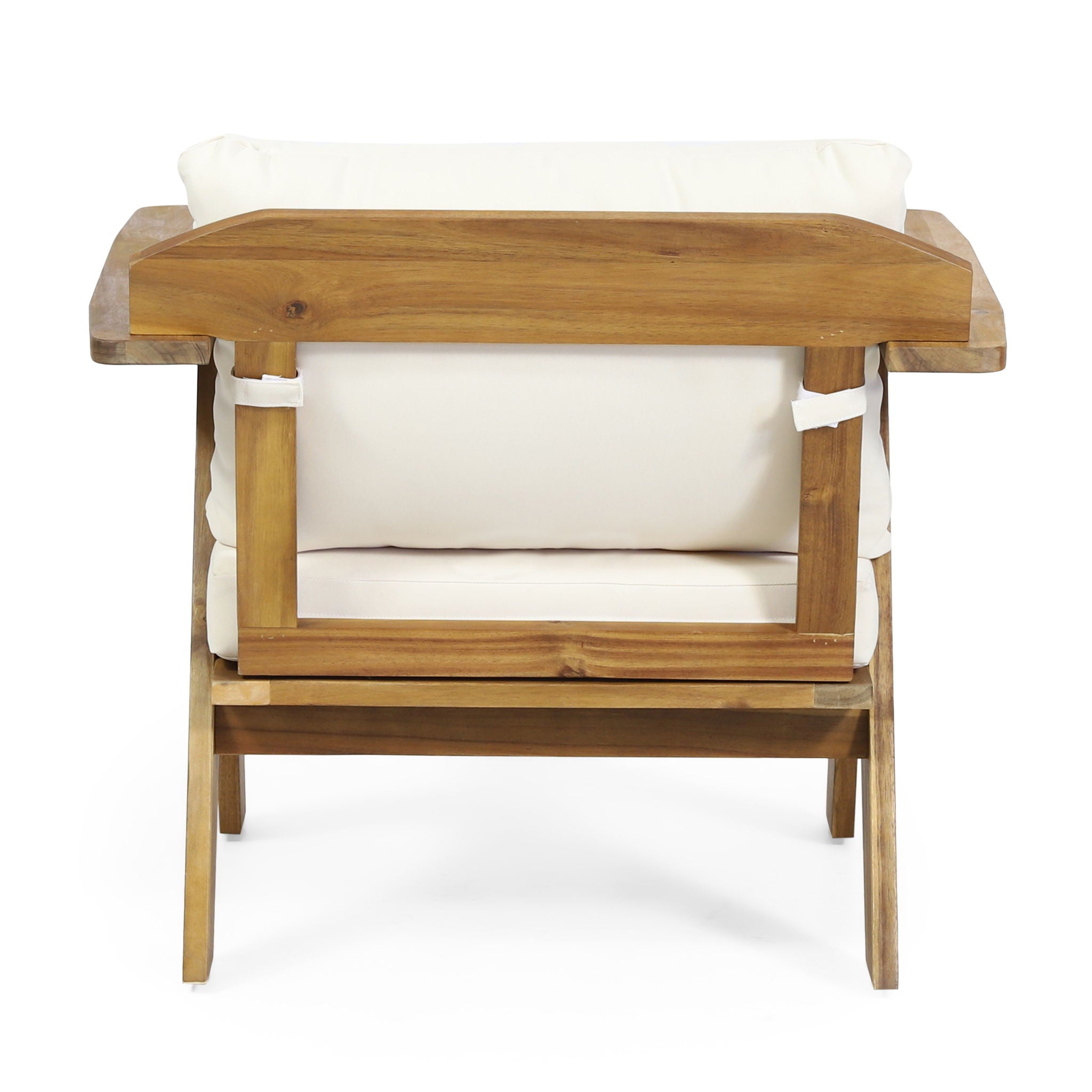 Outdoor Acacia Wood Club Chairs With Cushions (Set of 2) - Teak / Beige