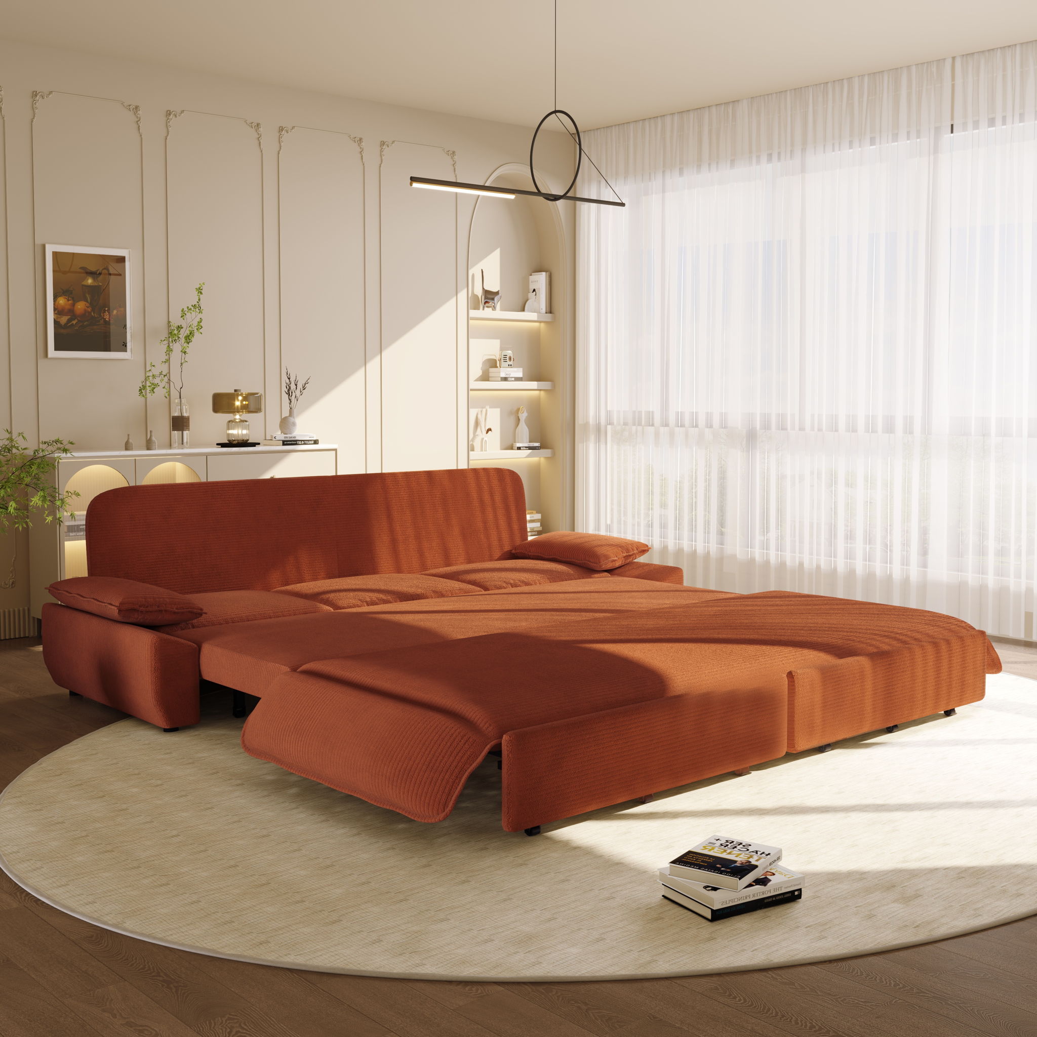 King Size Pull Out Sofa Bed, 3 In 1 Convertible Multifunctional