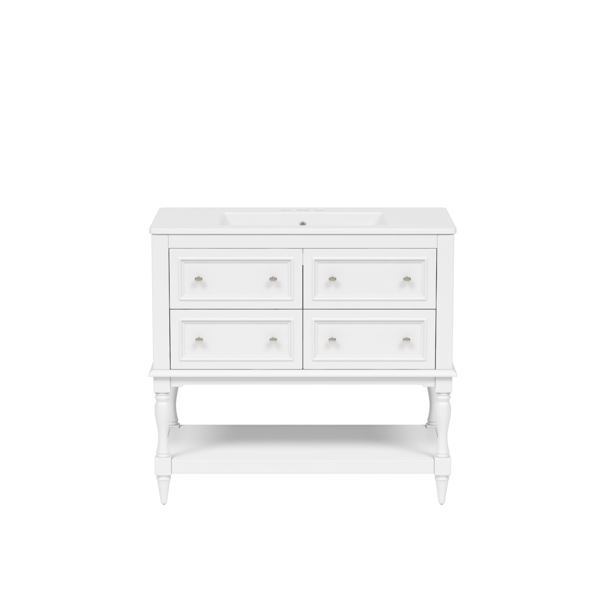 Bathroom Vanity With Medicine Cabinet, Storage Cabinet With 4 Drawers, Adjustable Shelf Mirror