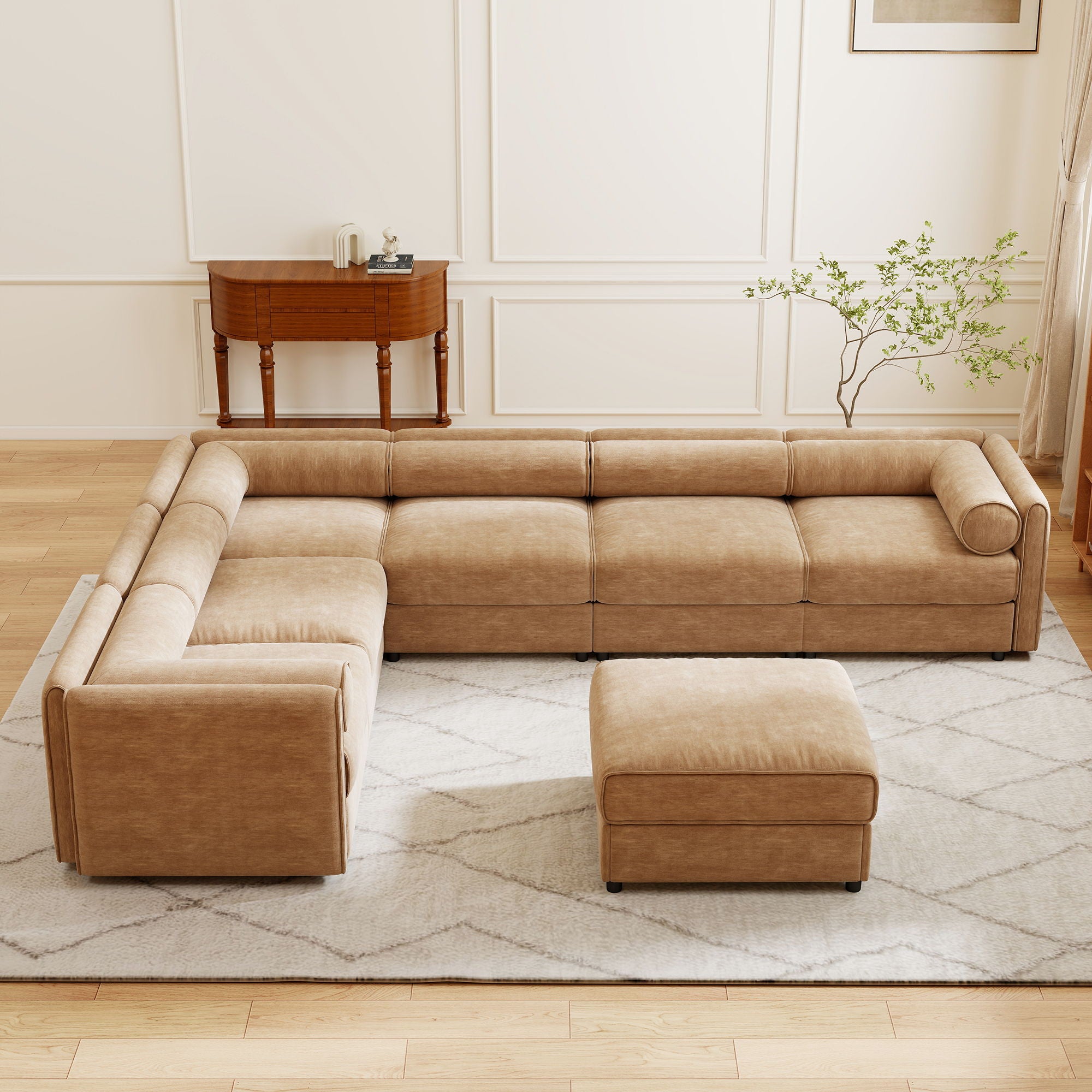 Contemporary Elegant Sofa With Storage And Ottoman