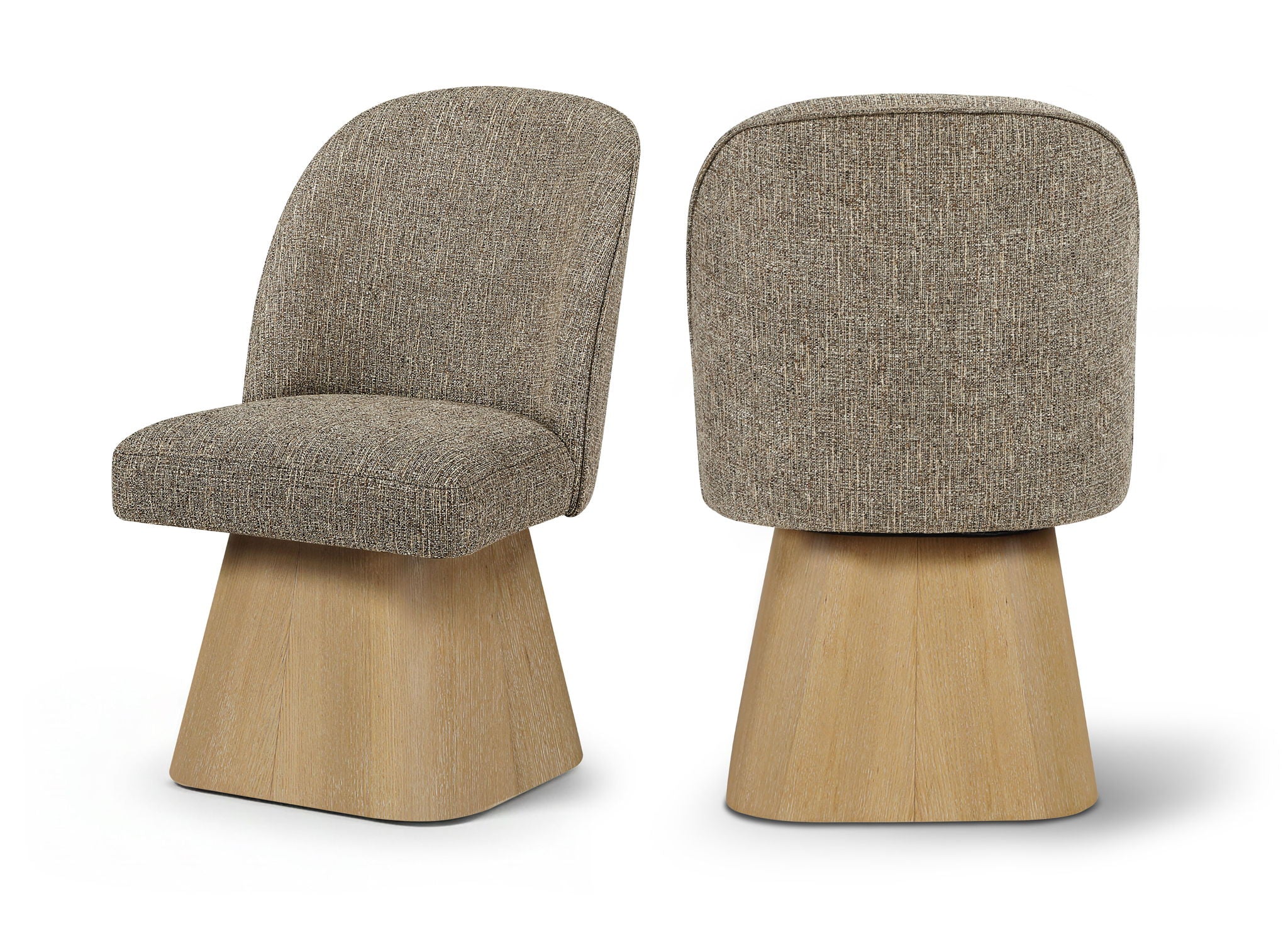 Marlowe - Linen Textured Fabric Upholstered Swivel Dining Side Chair - Stained Natural