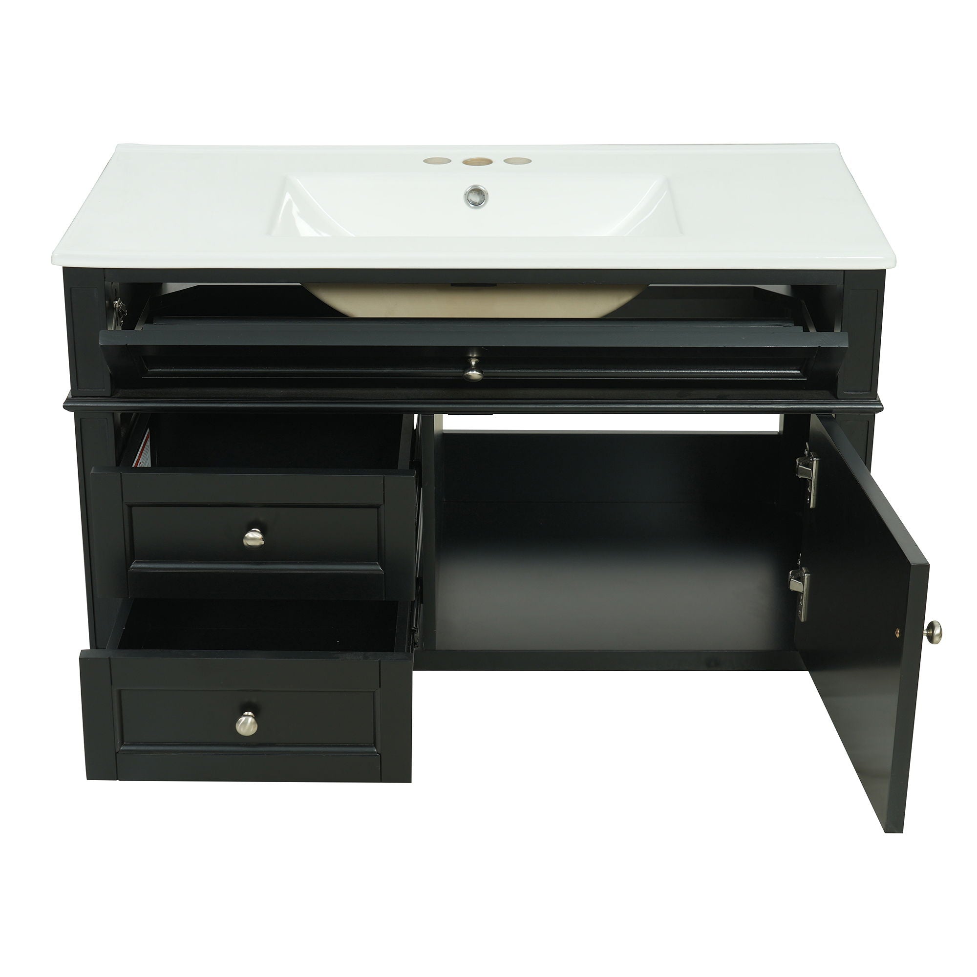 Modern Wall Mounted Floating Cabinet With Double Drawer And Sink