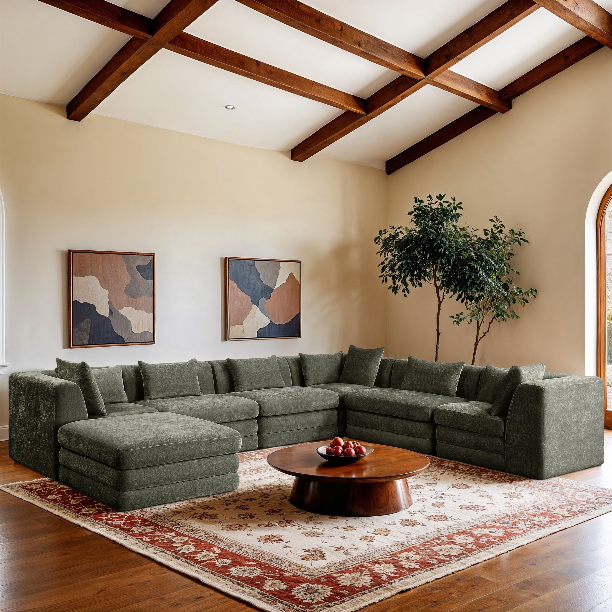 Stellar - 7 Piece Chenille Fabric Upholstered Modular Sectional
