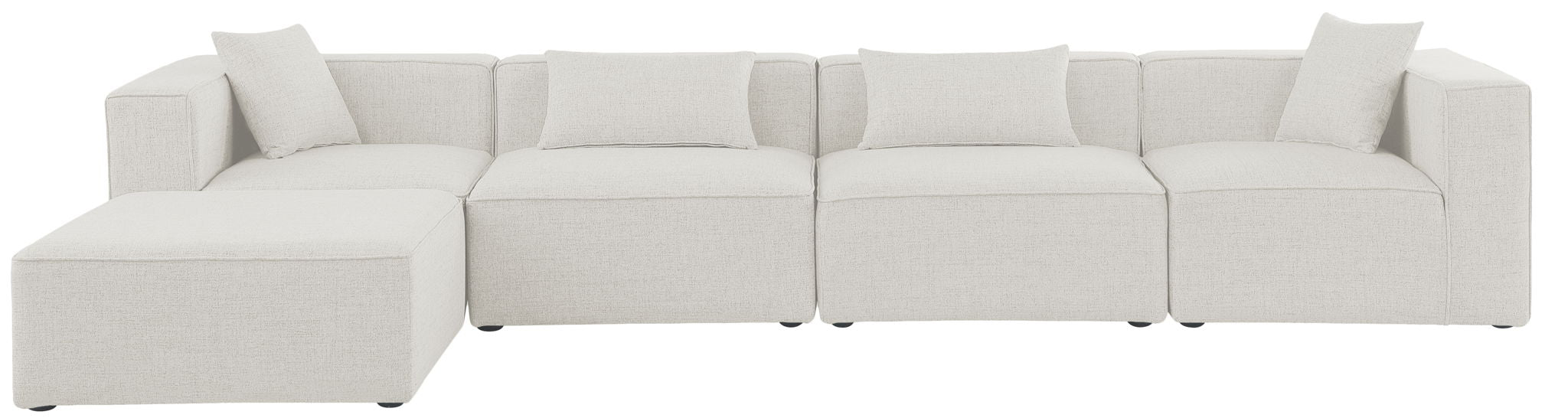 Cube - Linen 5 Piece Modular Sectional With Chaise